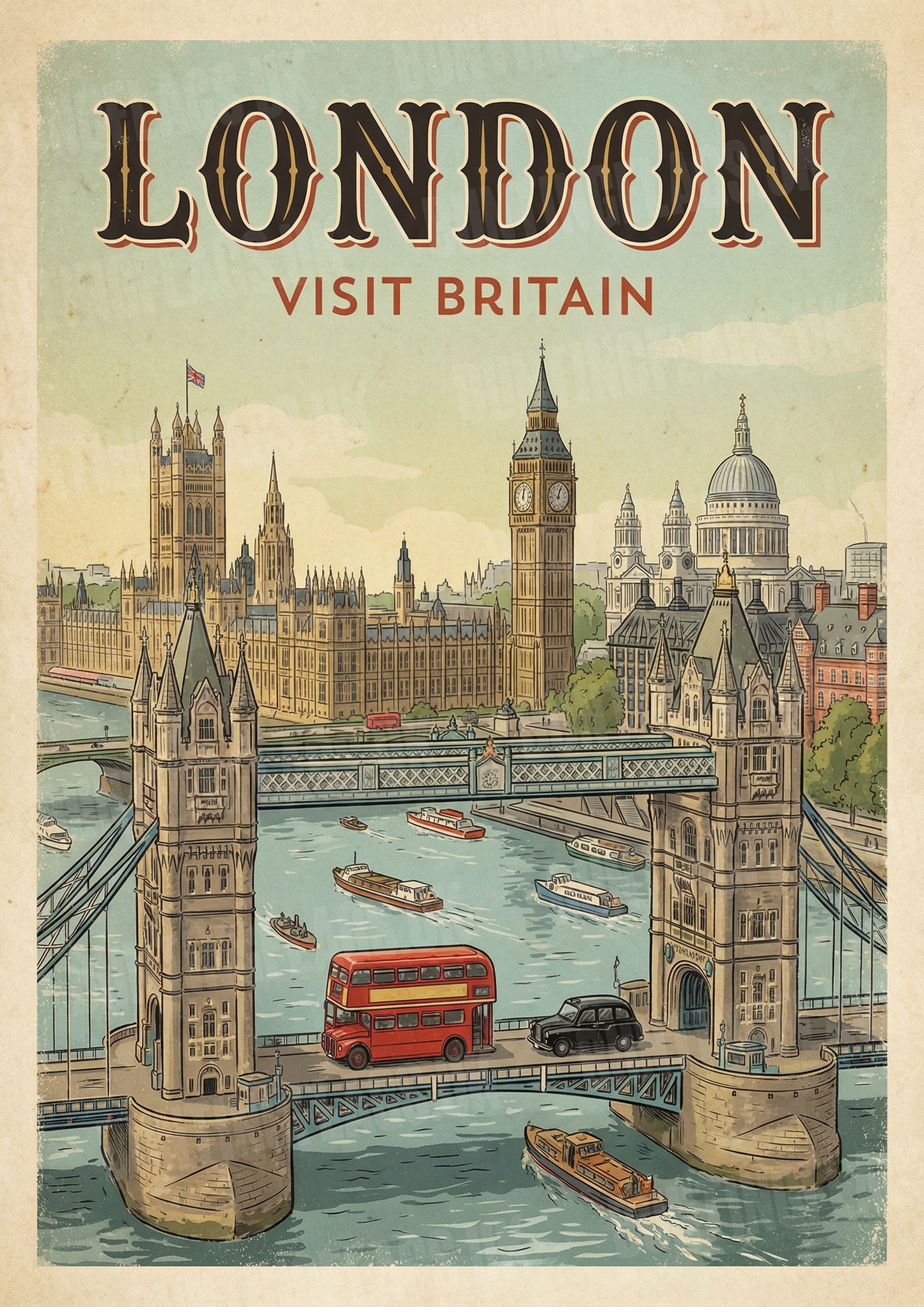 London: Visit Britain – Vintage Travel Poster