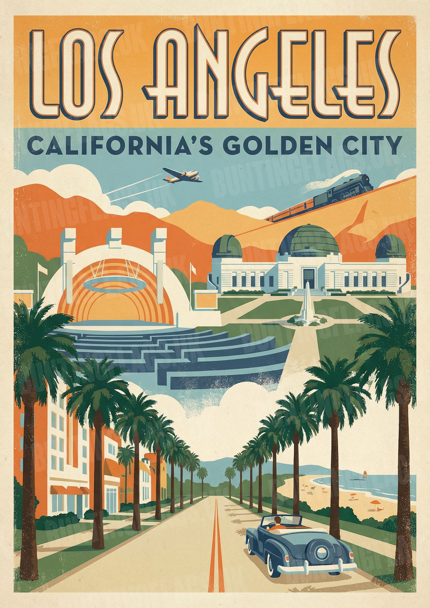 Los Angeles: California's Golden City – Vintage Travel Poster