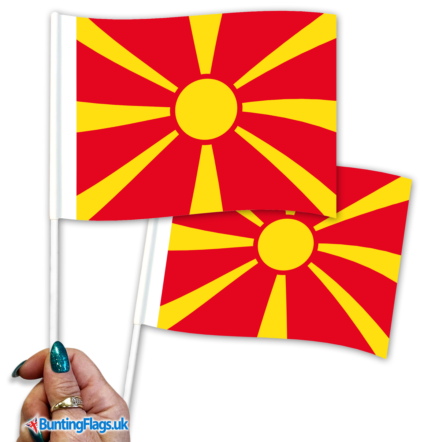 Macedonia Hand Waving Flags