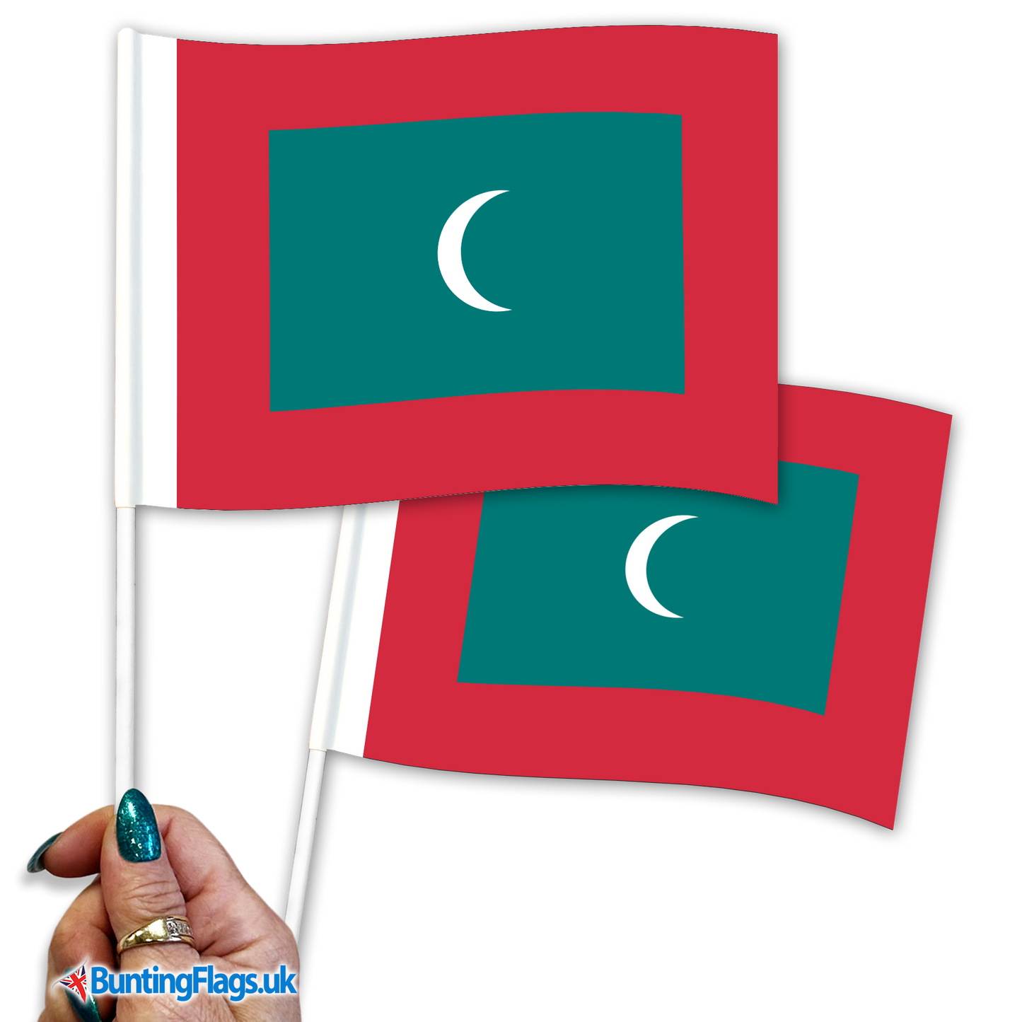 Maldives hand waving flags