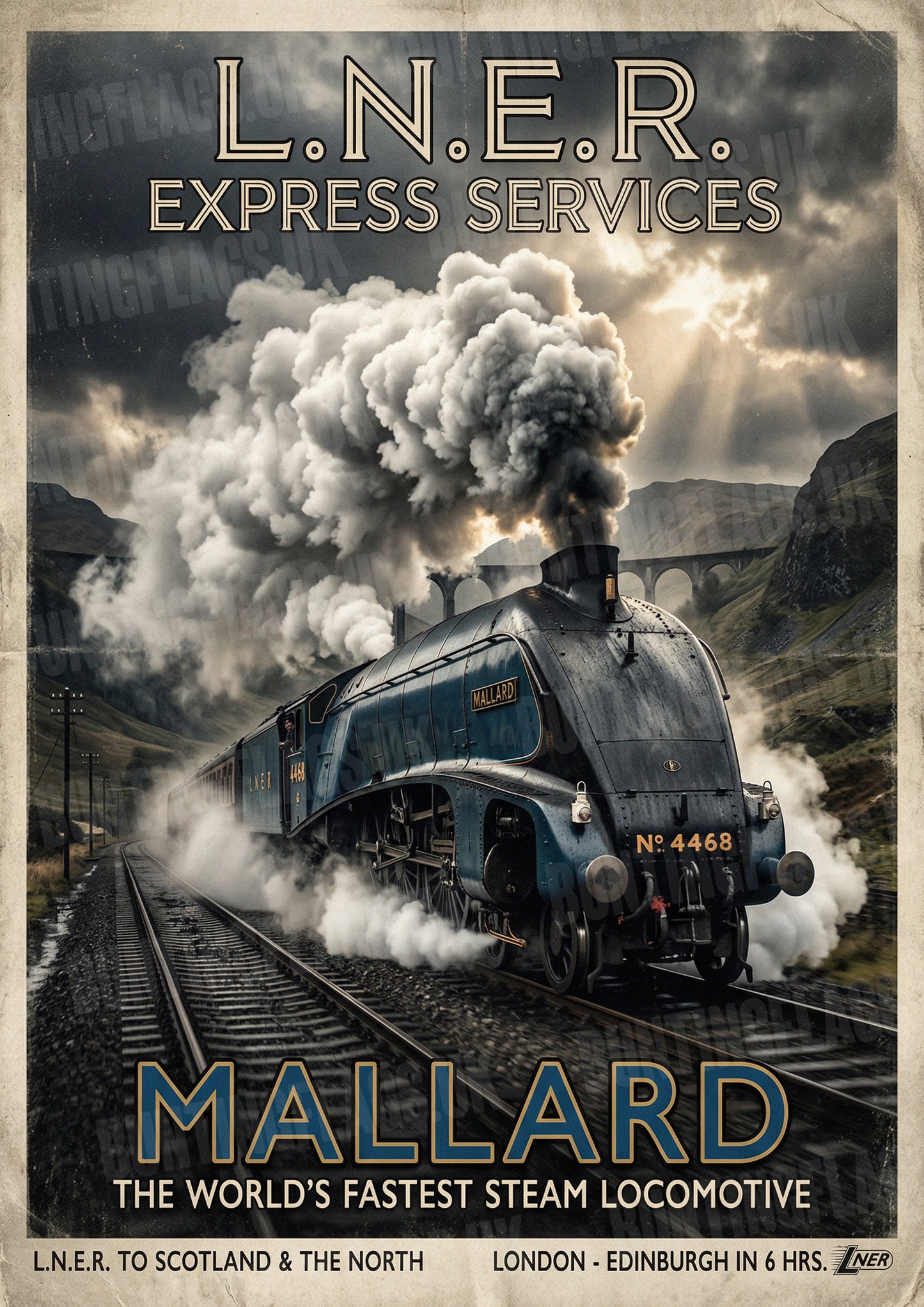 Mallard – The World's Fastest Steam Locomotive – Vintage LNER Poster