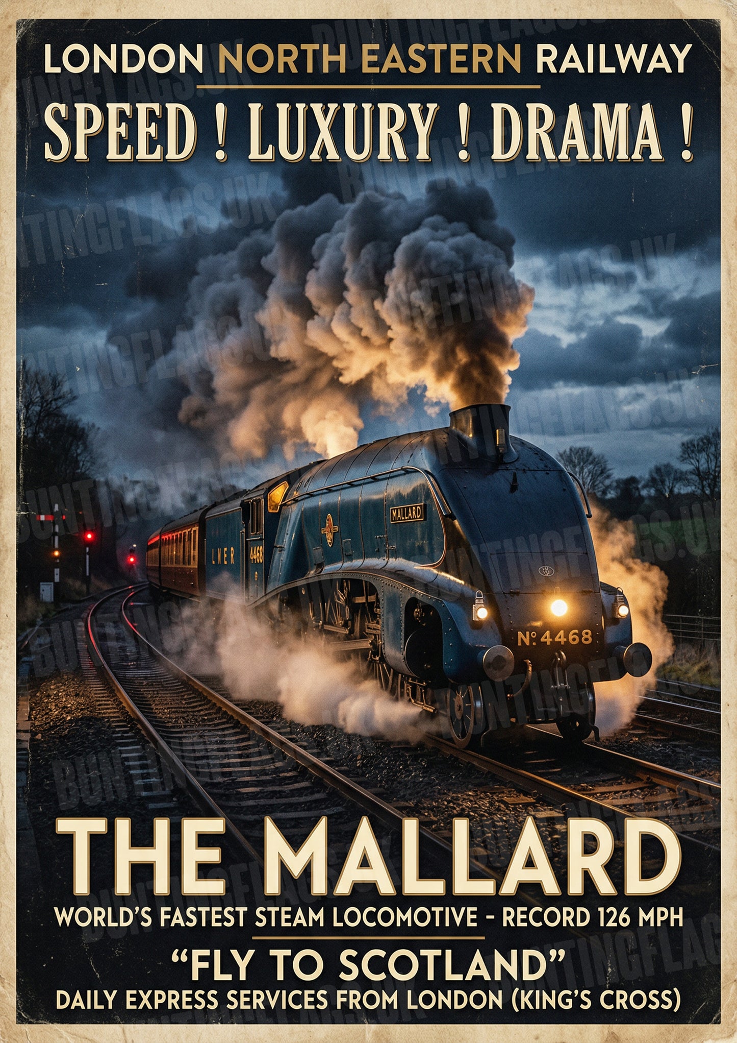 The Mallard, World's Fastest Steam Locomotive – Vintage LNER Poster