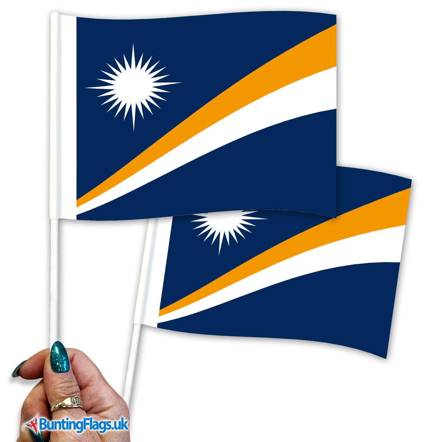Marshall Islands hand waving flags