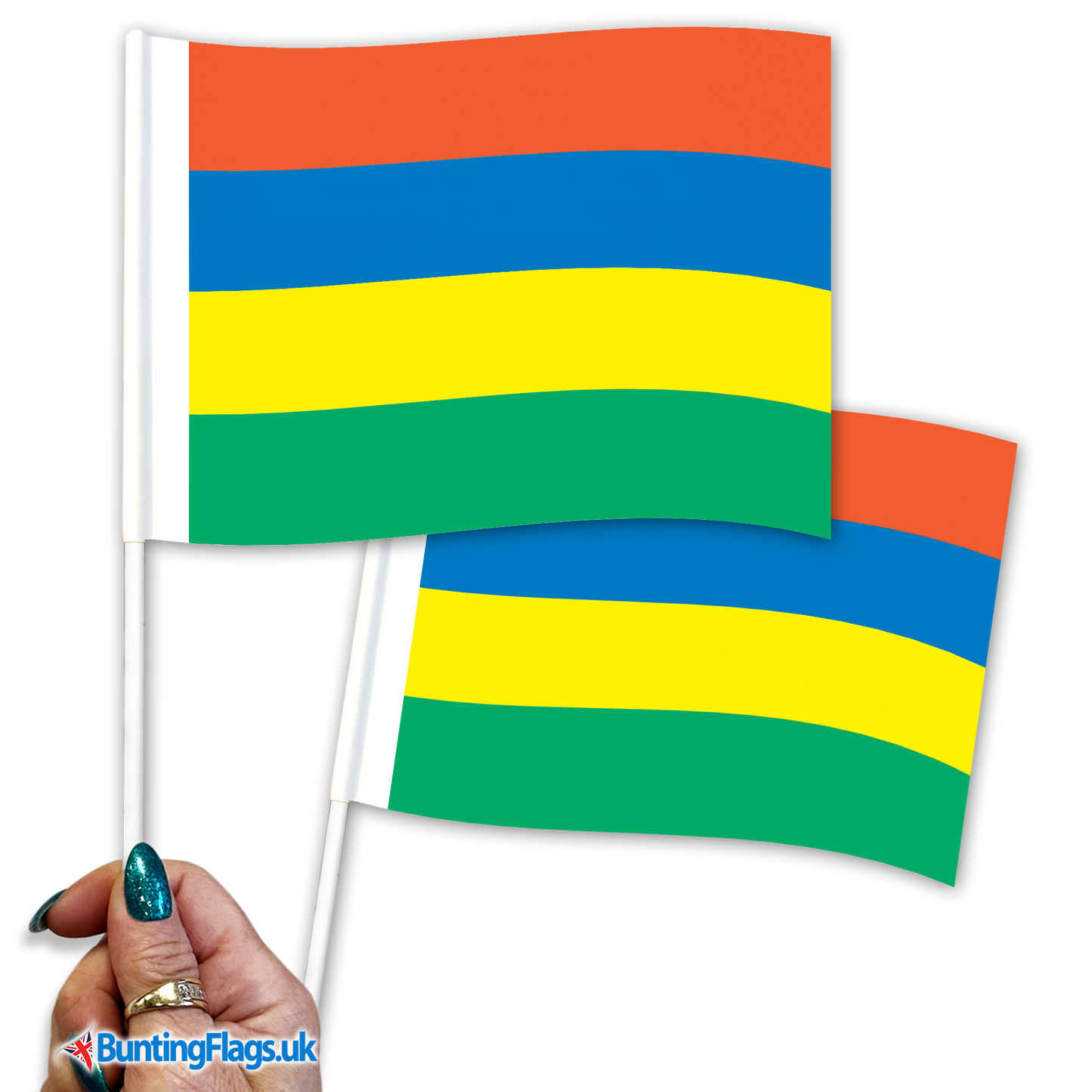Mauritius hand waving flags