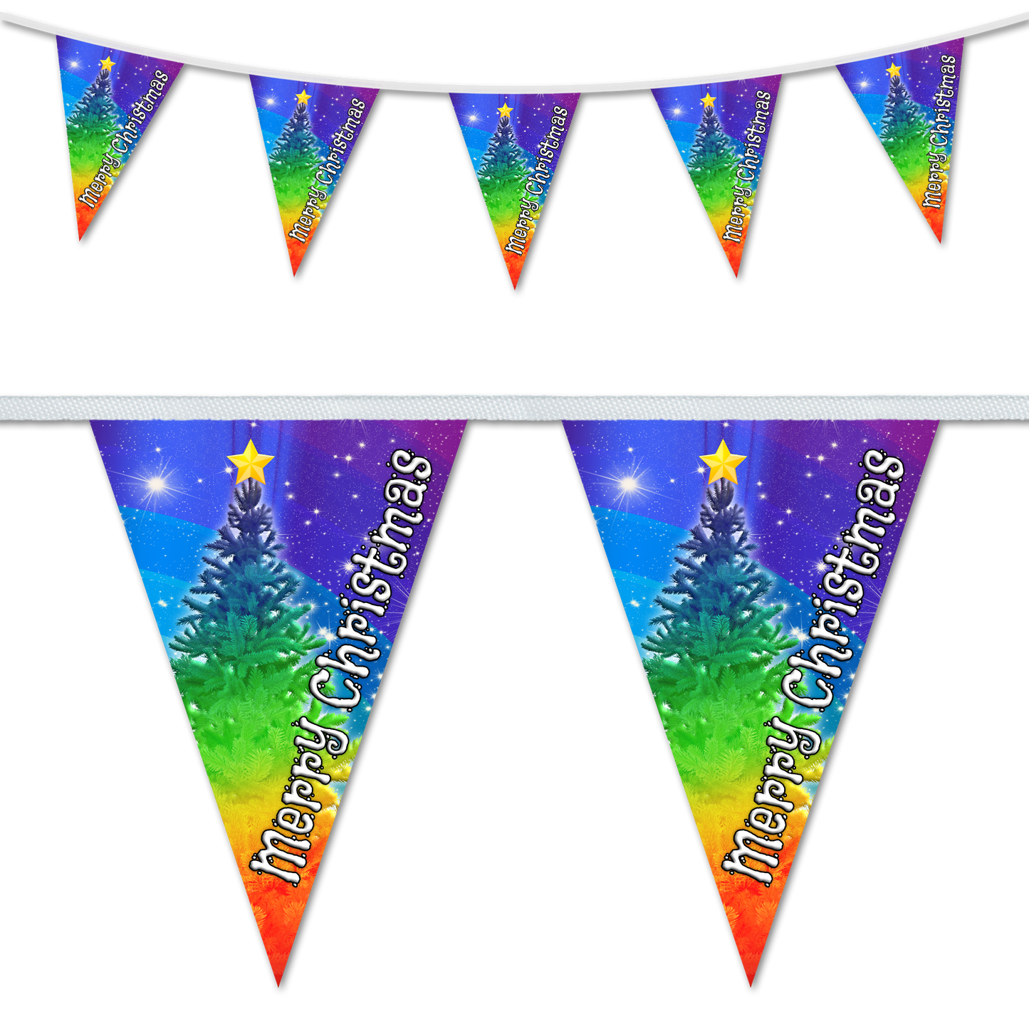 Merry Christmas Rainbow Tree Pride Bunting