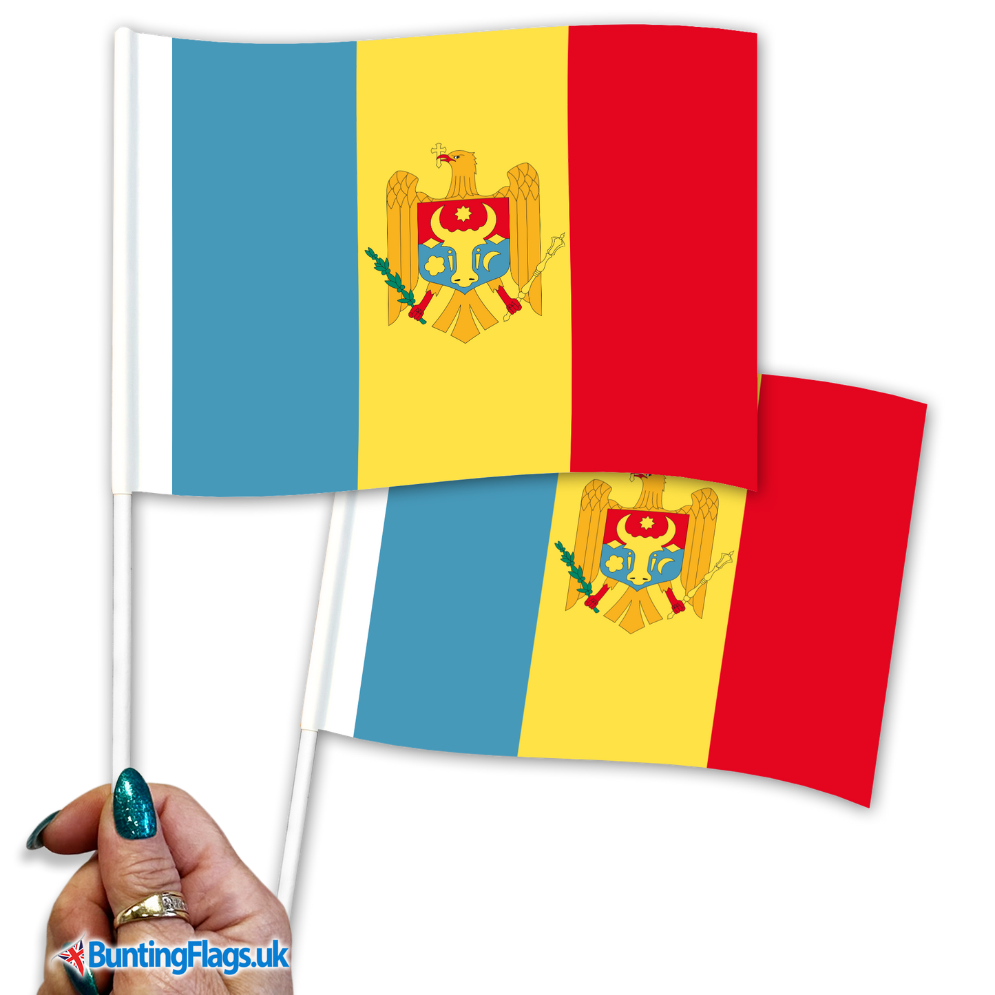 Moldova hand waving flags
