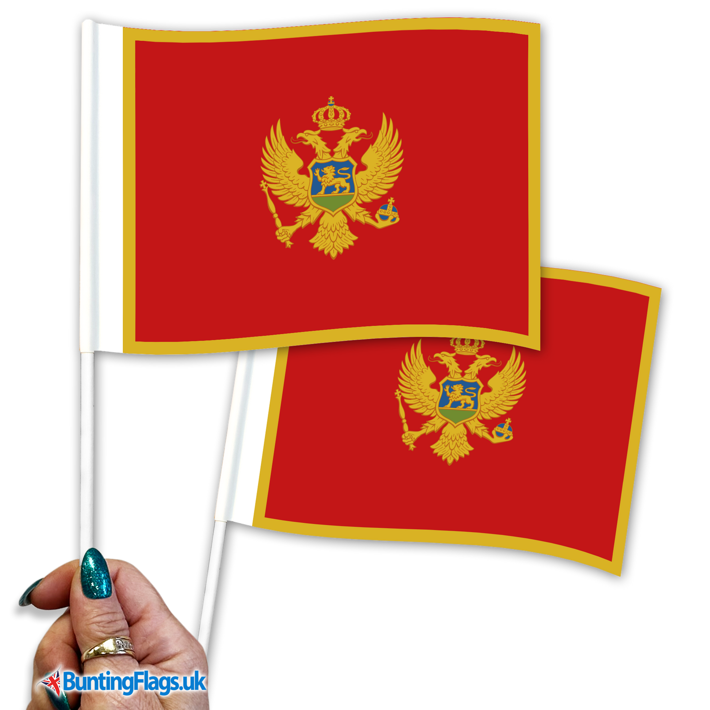 Montenegro hand waving flags