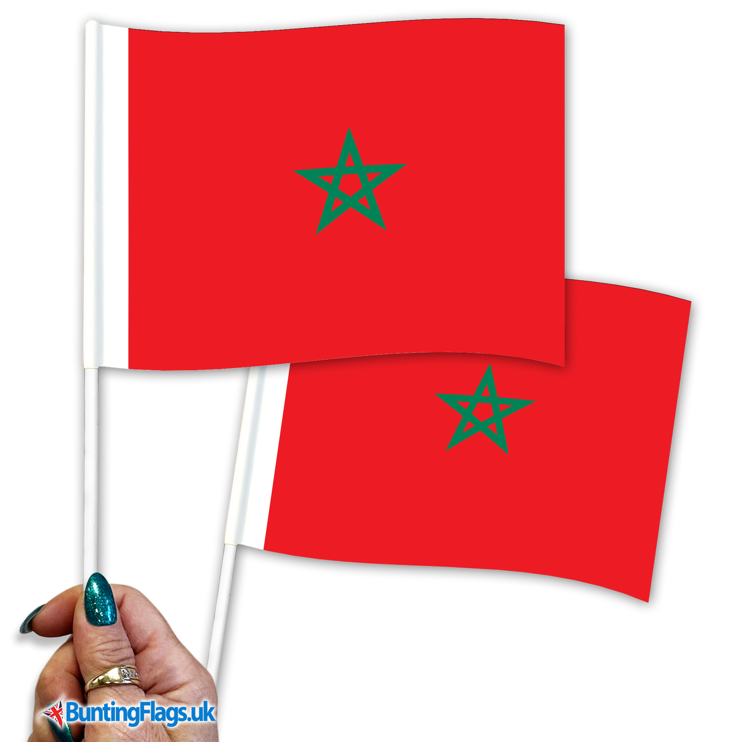 Morocco hand waving flags