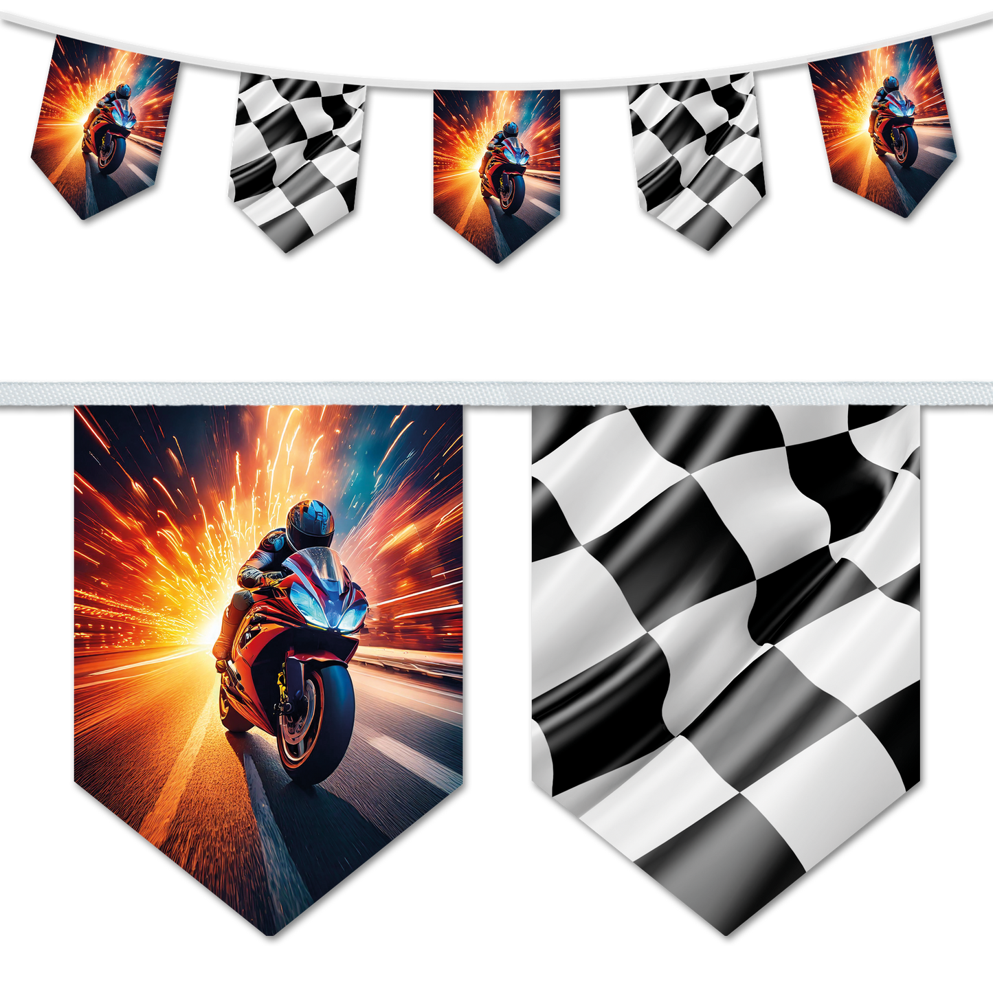 Motorcycle Racer A5 Chevron Bunting Design 1