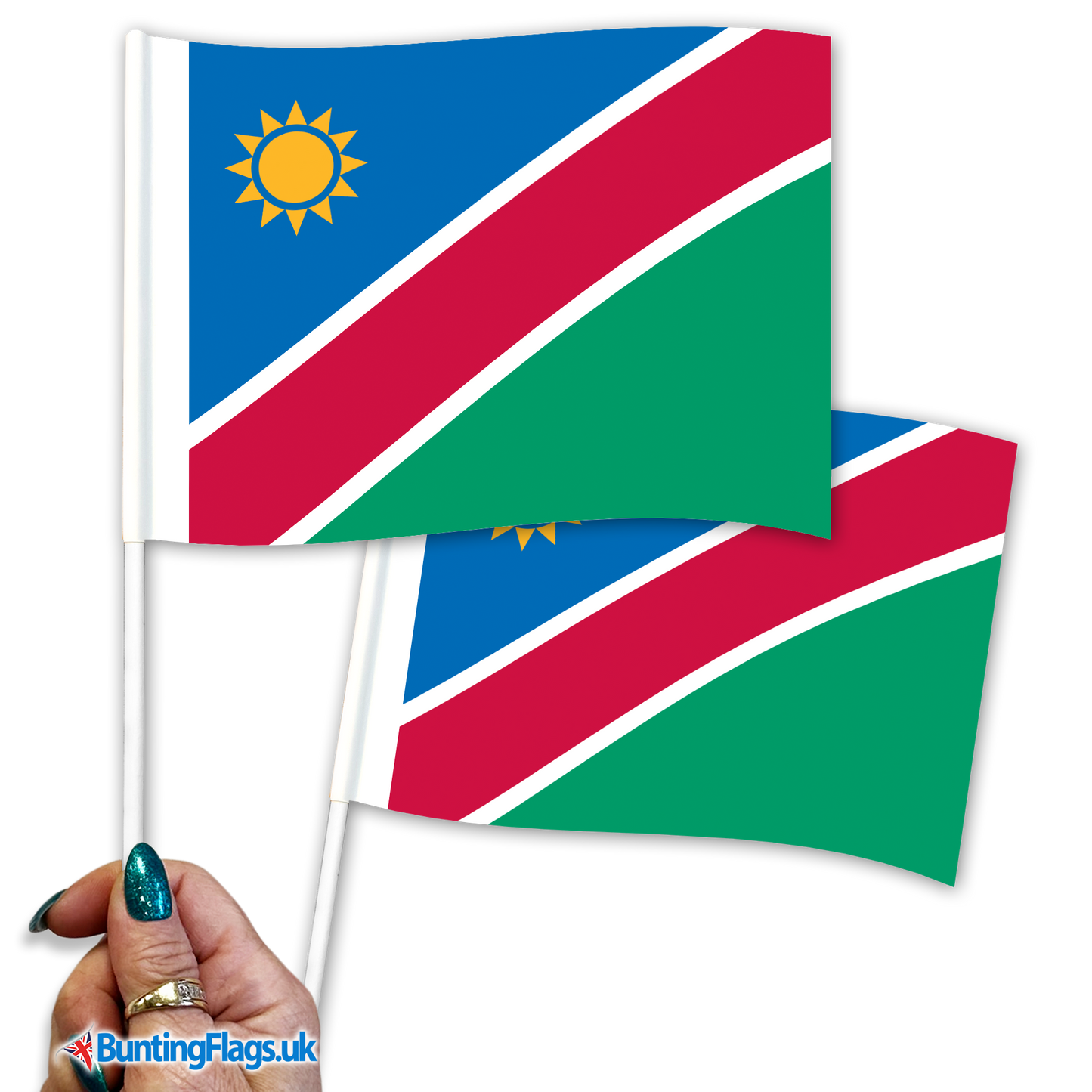 Namibia hand waving flags