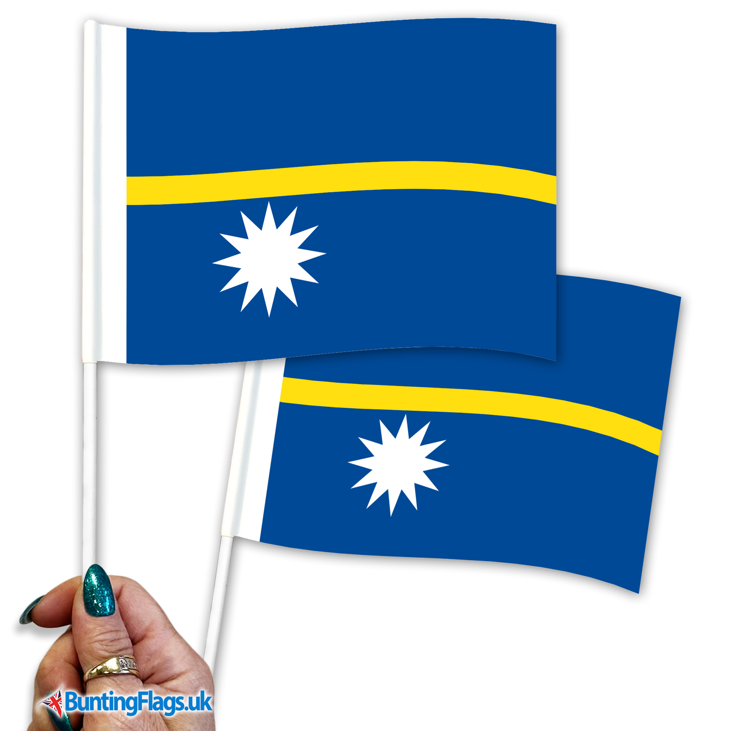 Nauru hand waving flags