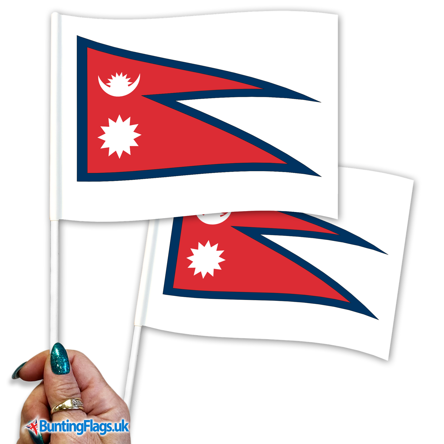 Nepal hand waving flags