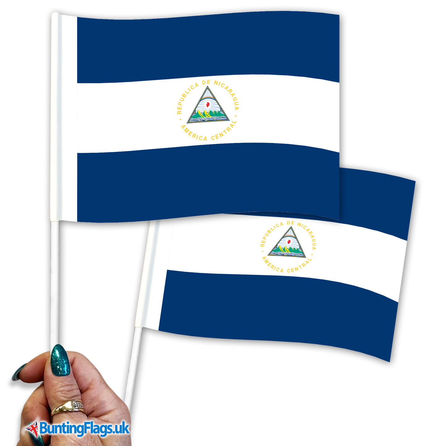 Nicaragua hand waving flags
