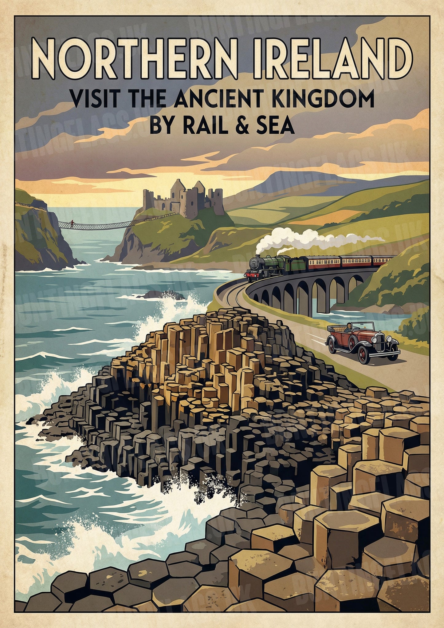 Northern Ireland: Visit the Ancient Kingdom – Vintage Travel Poster
