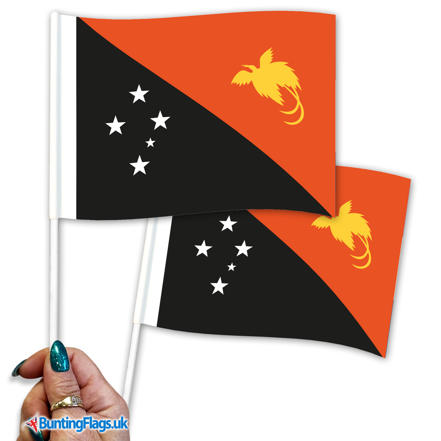Papua New Guinea hand waving flags
