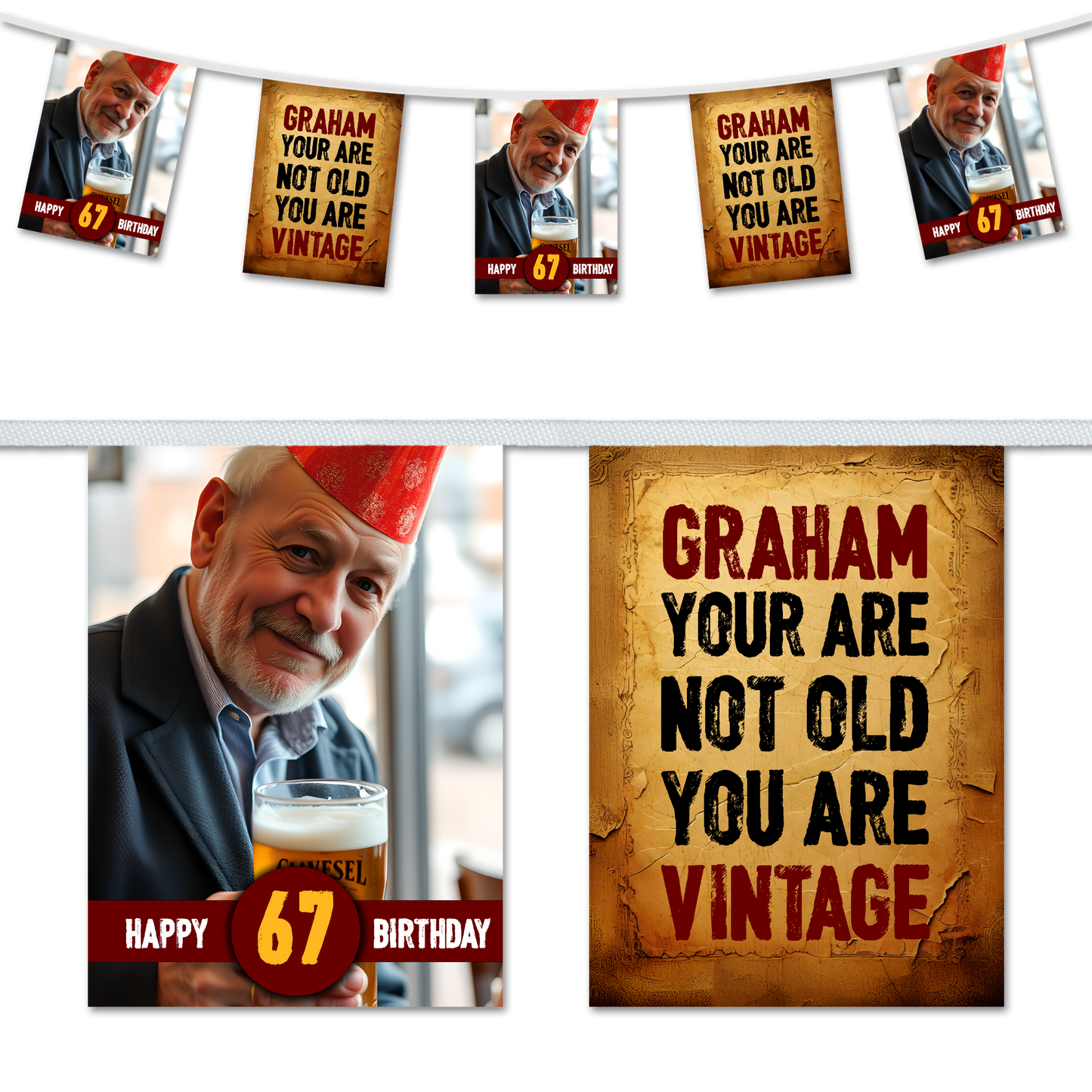 Personalised Birthday Party Bunting Decoration - You are Vintage