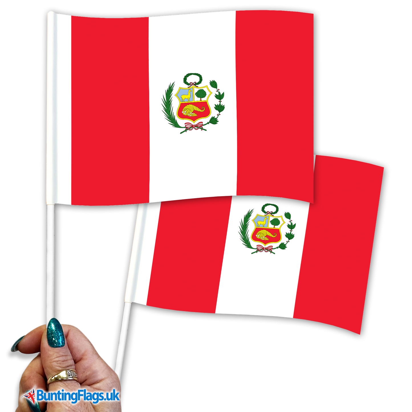 Peru hand waving flags