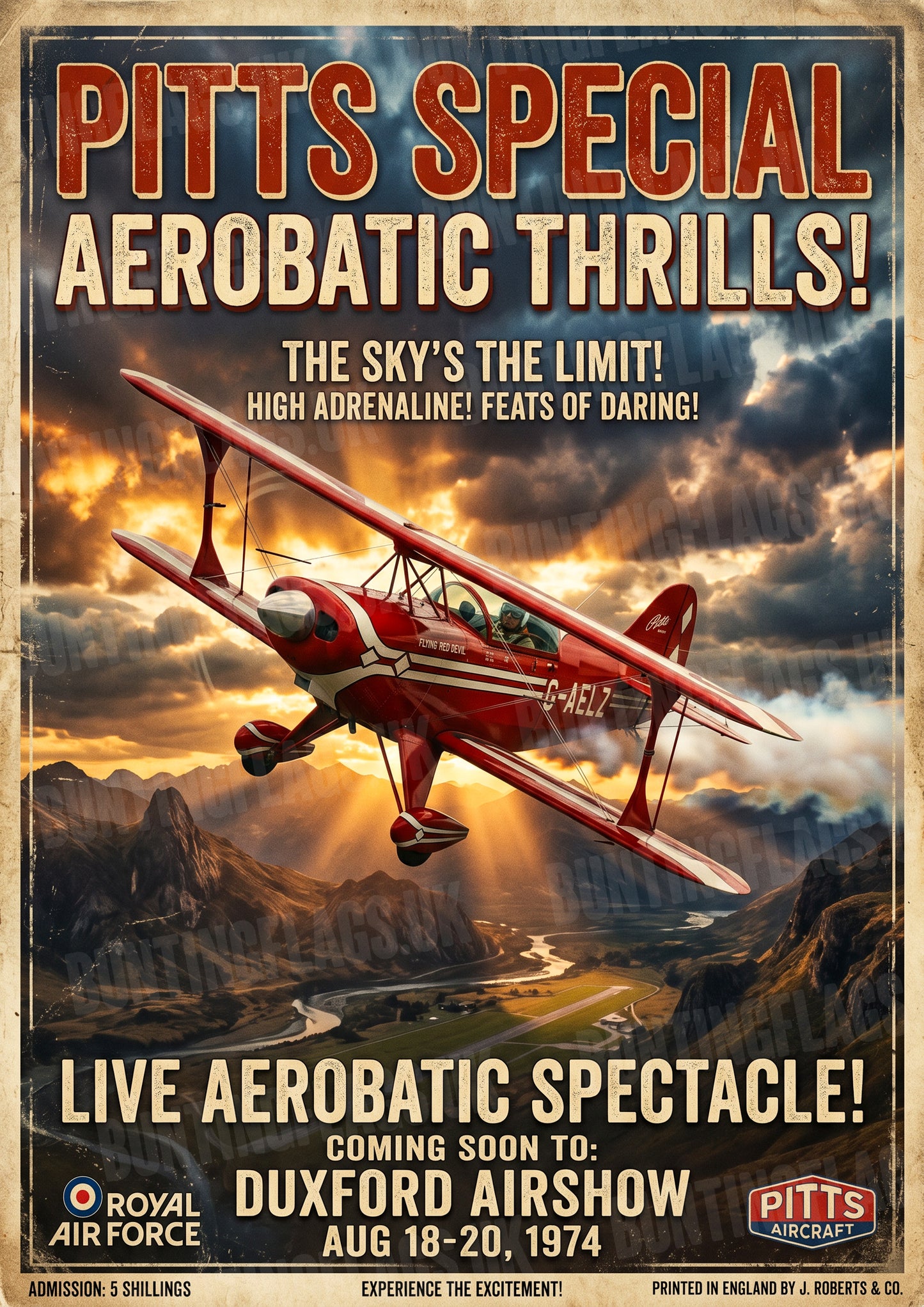 Pitts Special – Airshow Spectacular – Duxford 1974 – Vintage Aerobatic Poster