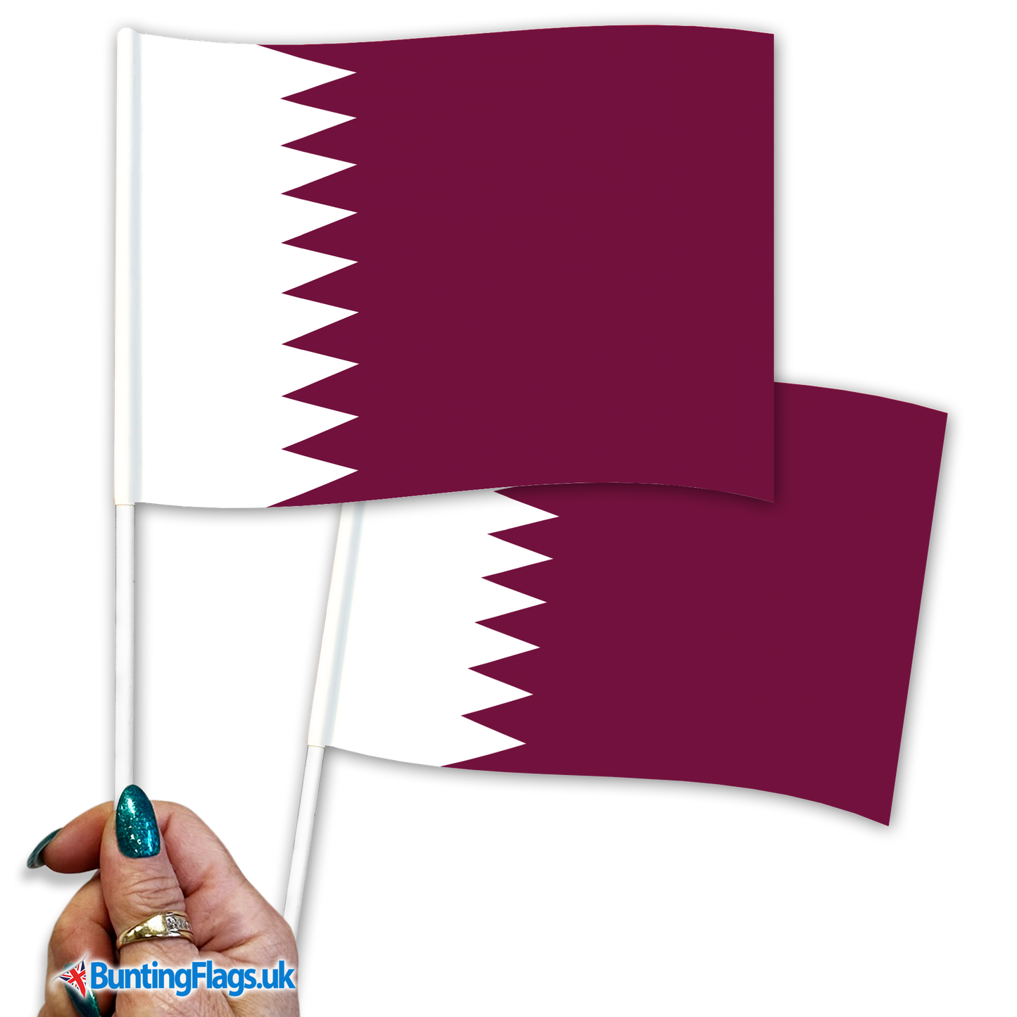 Qatar hand waving flags