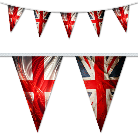 Raise the Colours stylised St Georges Cross England and United Kingdom Union Jack bunting