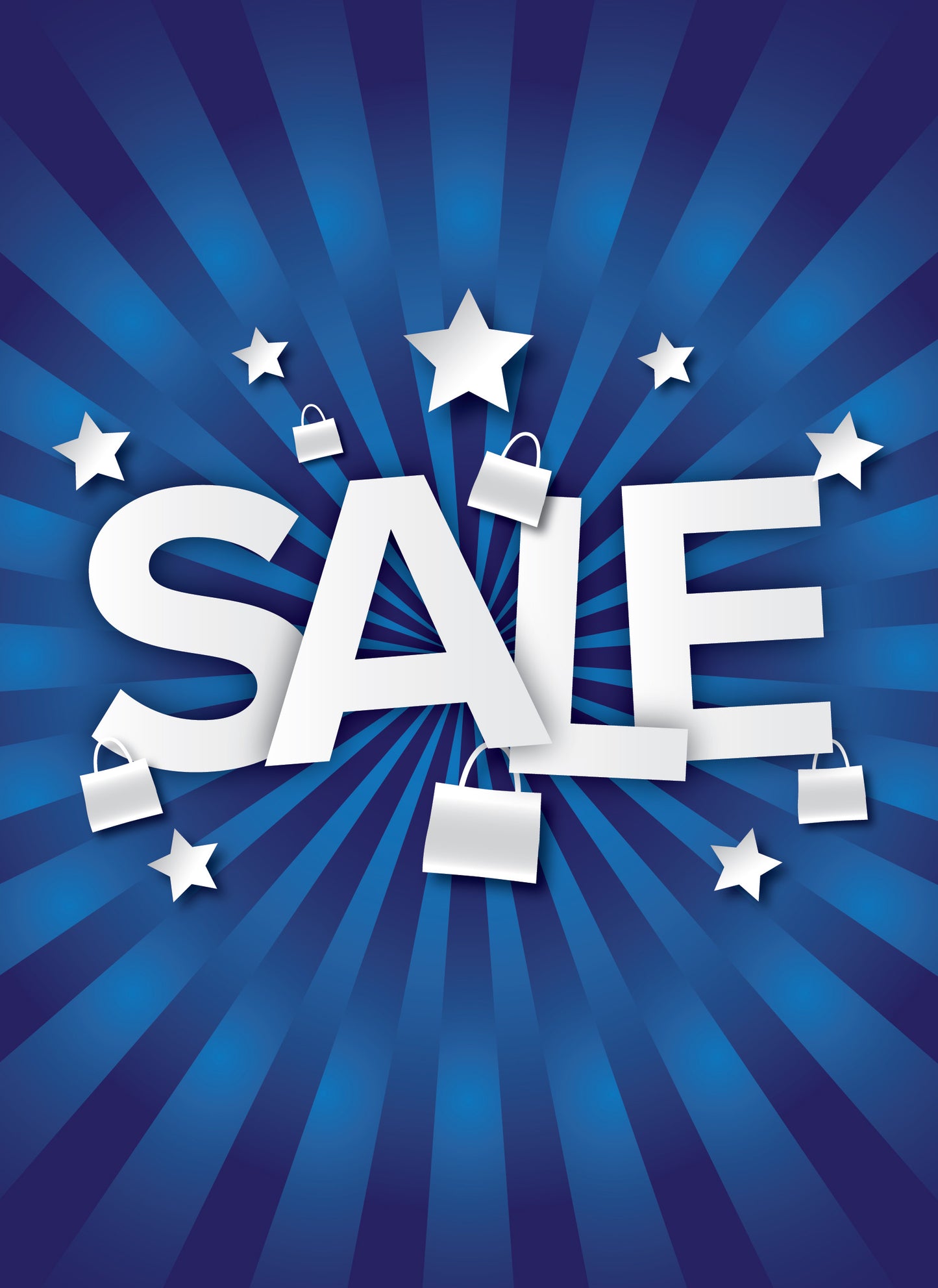 Sale Stars Design A3 Poster in Blue