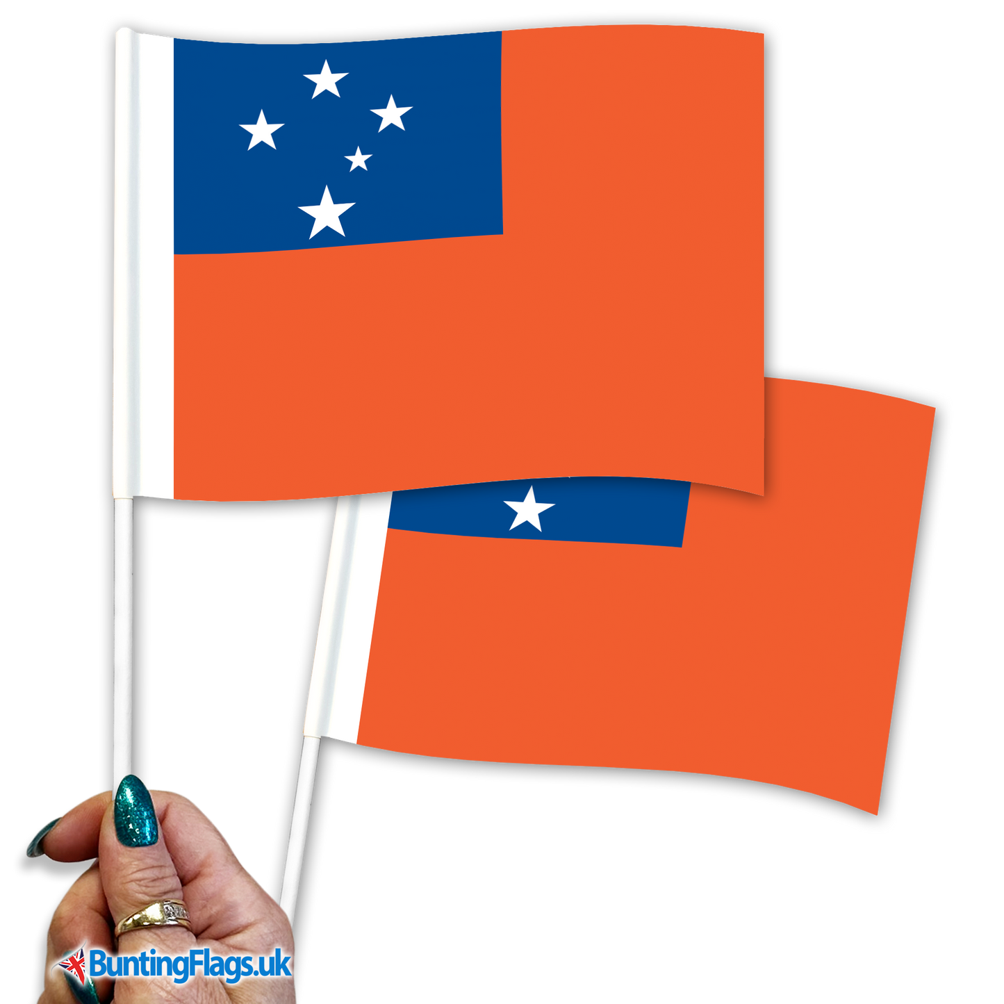 Samoa hand waving flags