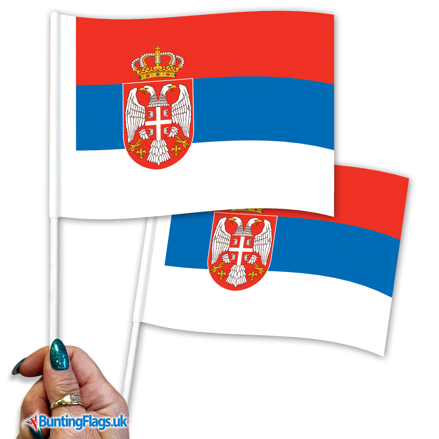 Serbia hand waving flags