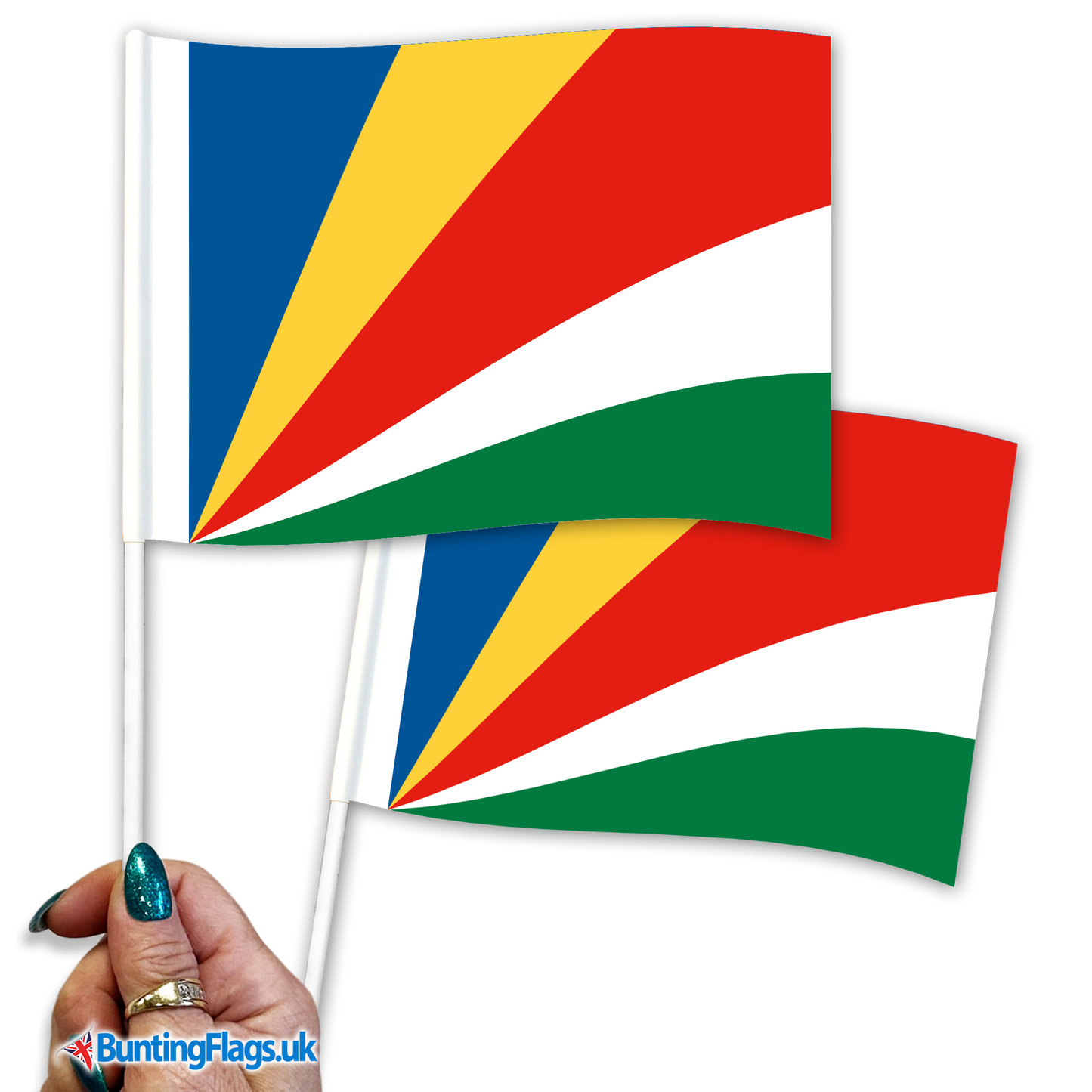 Seychelles hand waving flags
