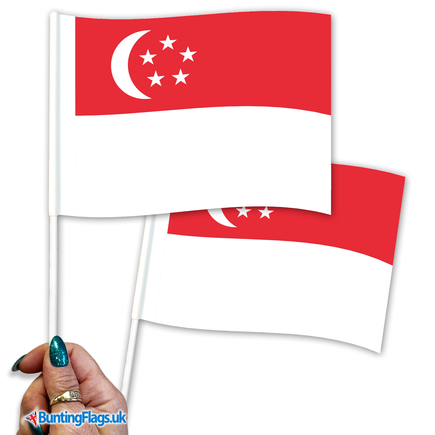 Singapore hand waving flags