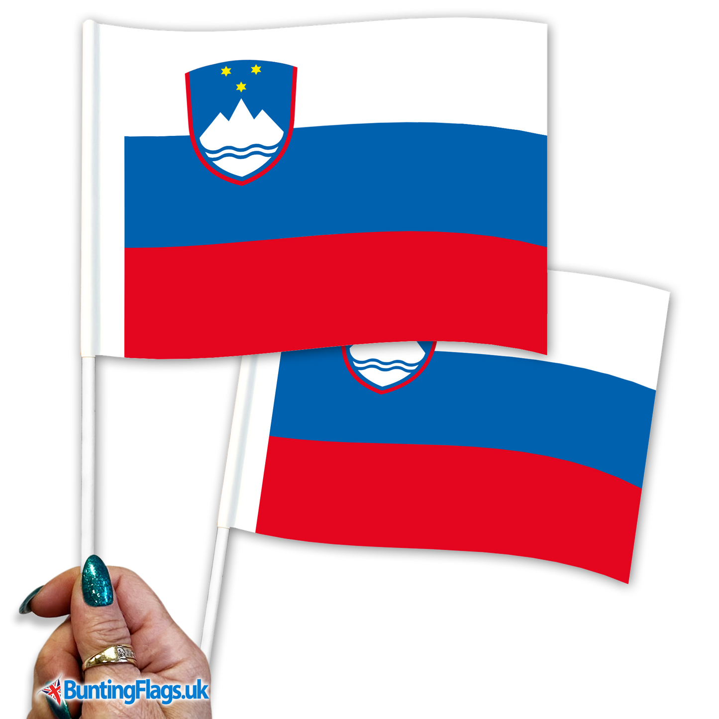 Slovenia hand waving flags