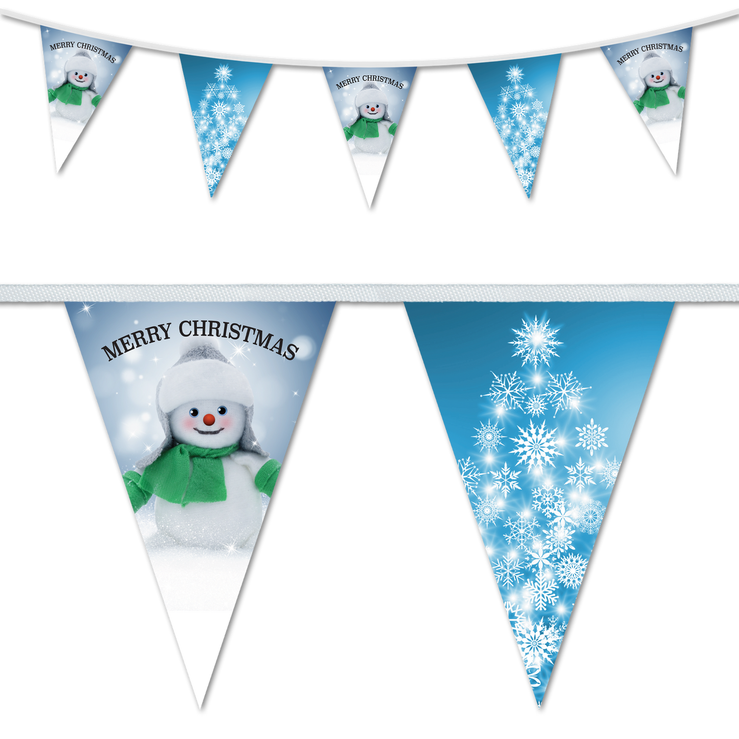 Christmas Snowman & Snow Tree Blue Bunting