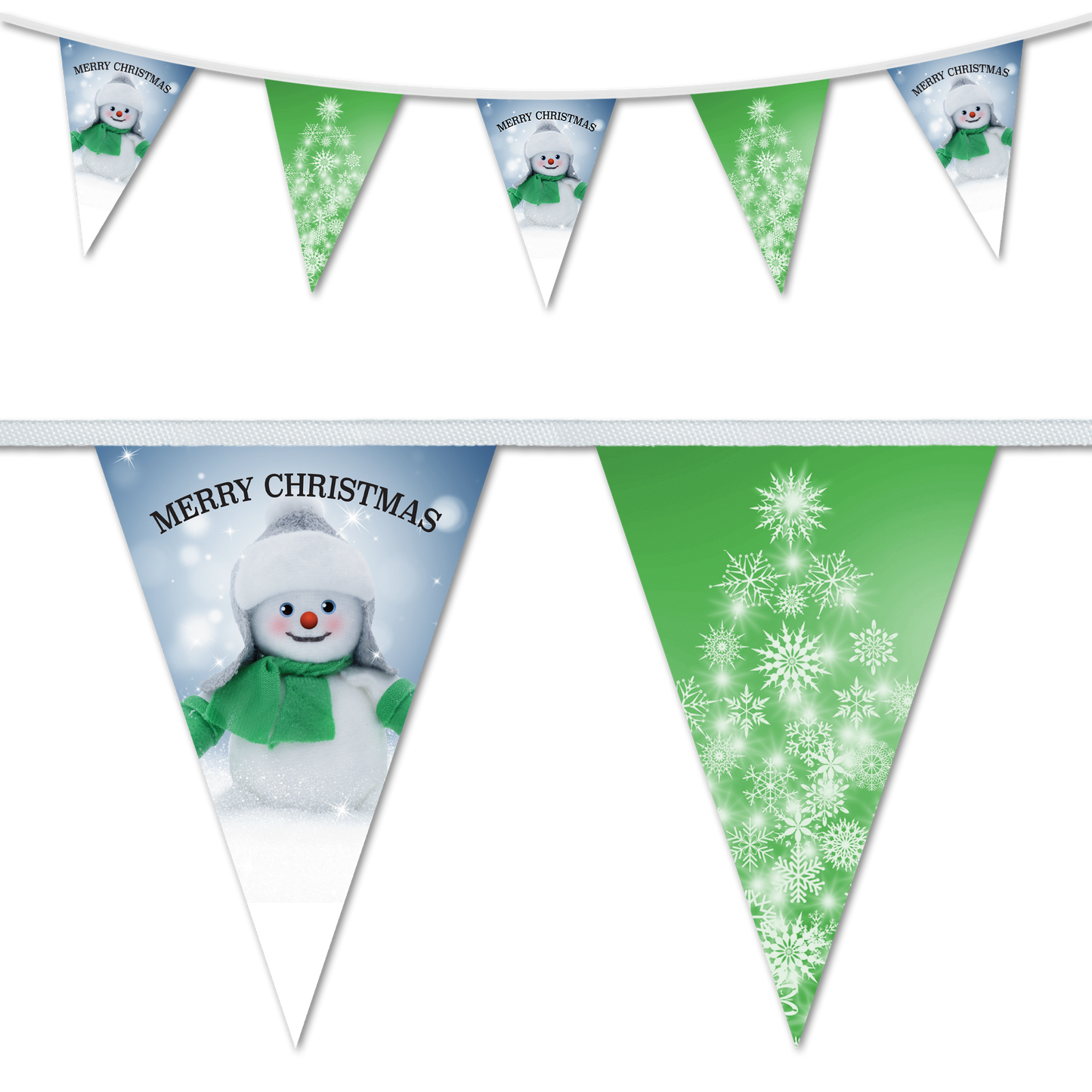 Christmas Snowman & Snow Tree Green Bunting