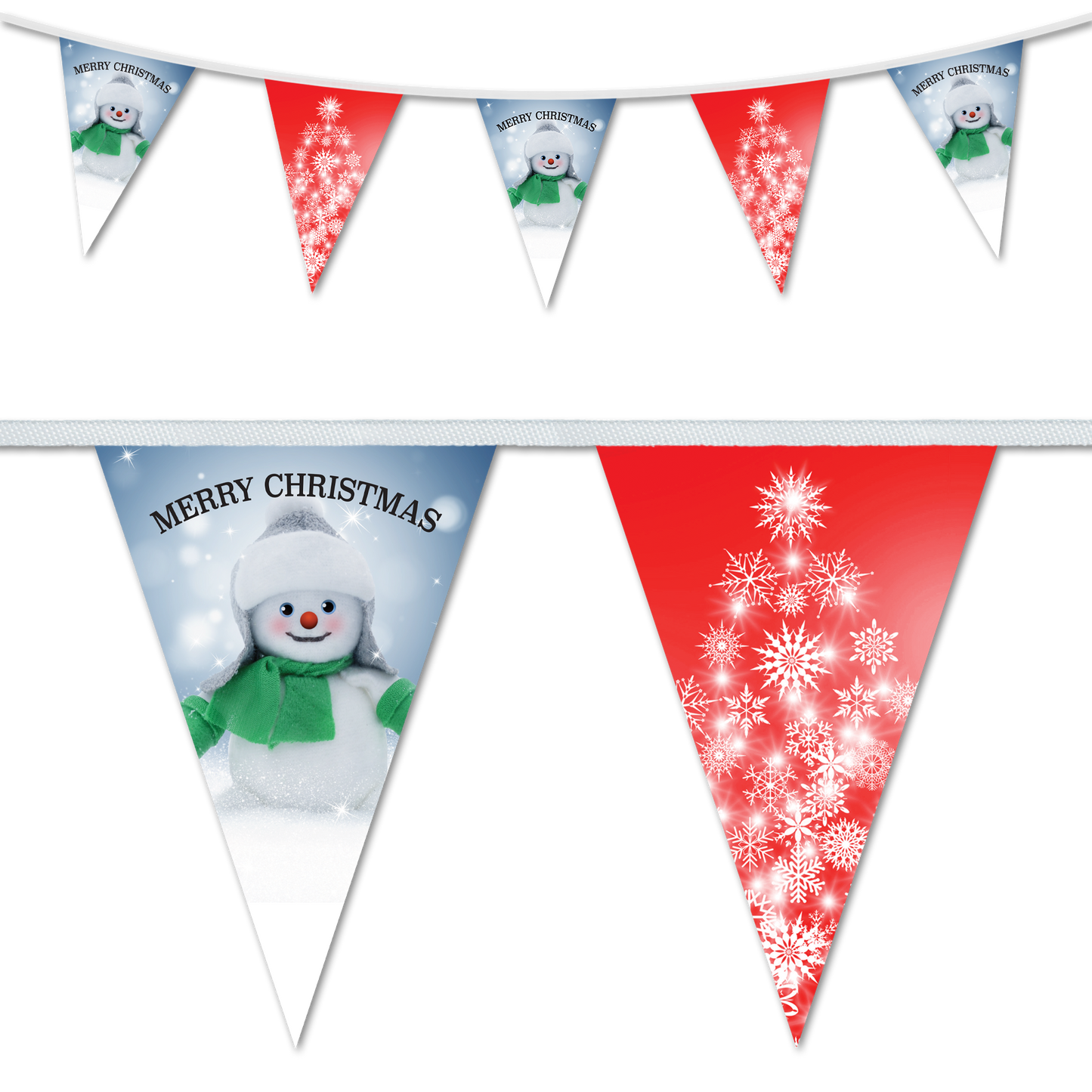 Christmas Snowman & Snow Tree Red Bunting