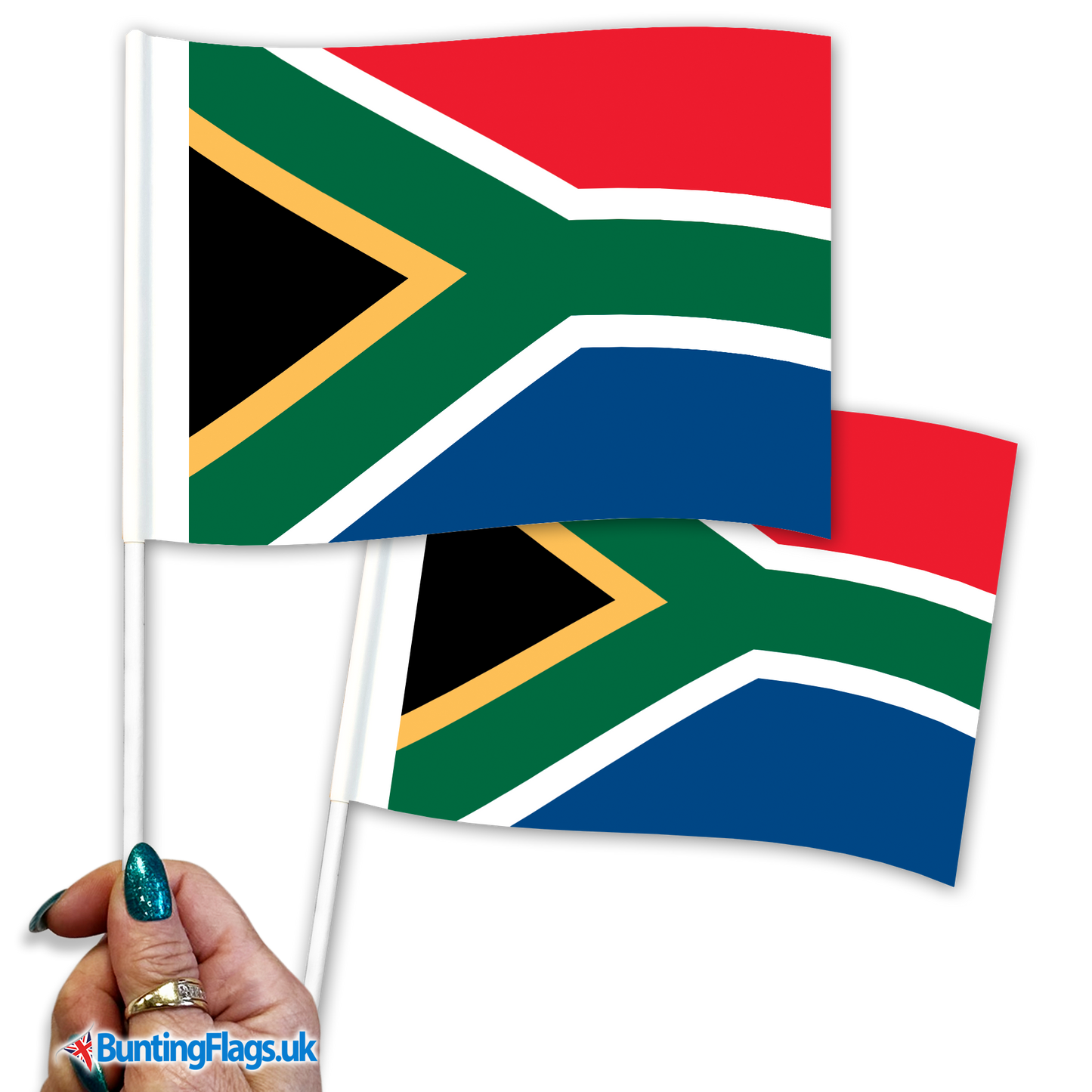 South Africa hand waving flags