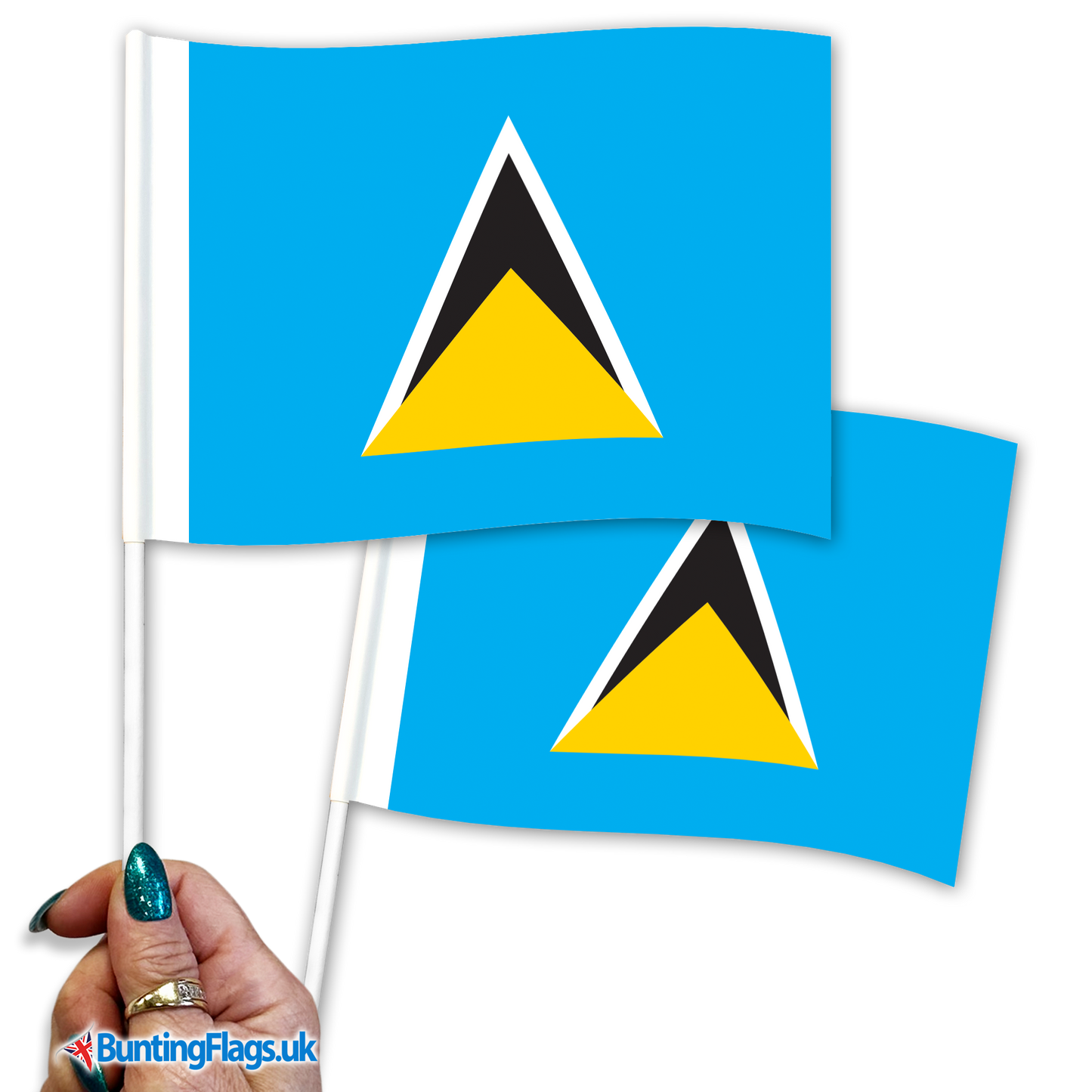 Saint Lucia hand waving flags