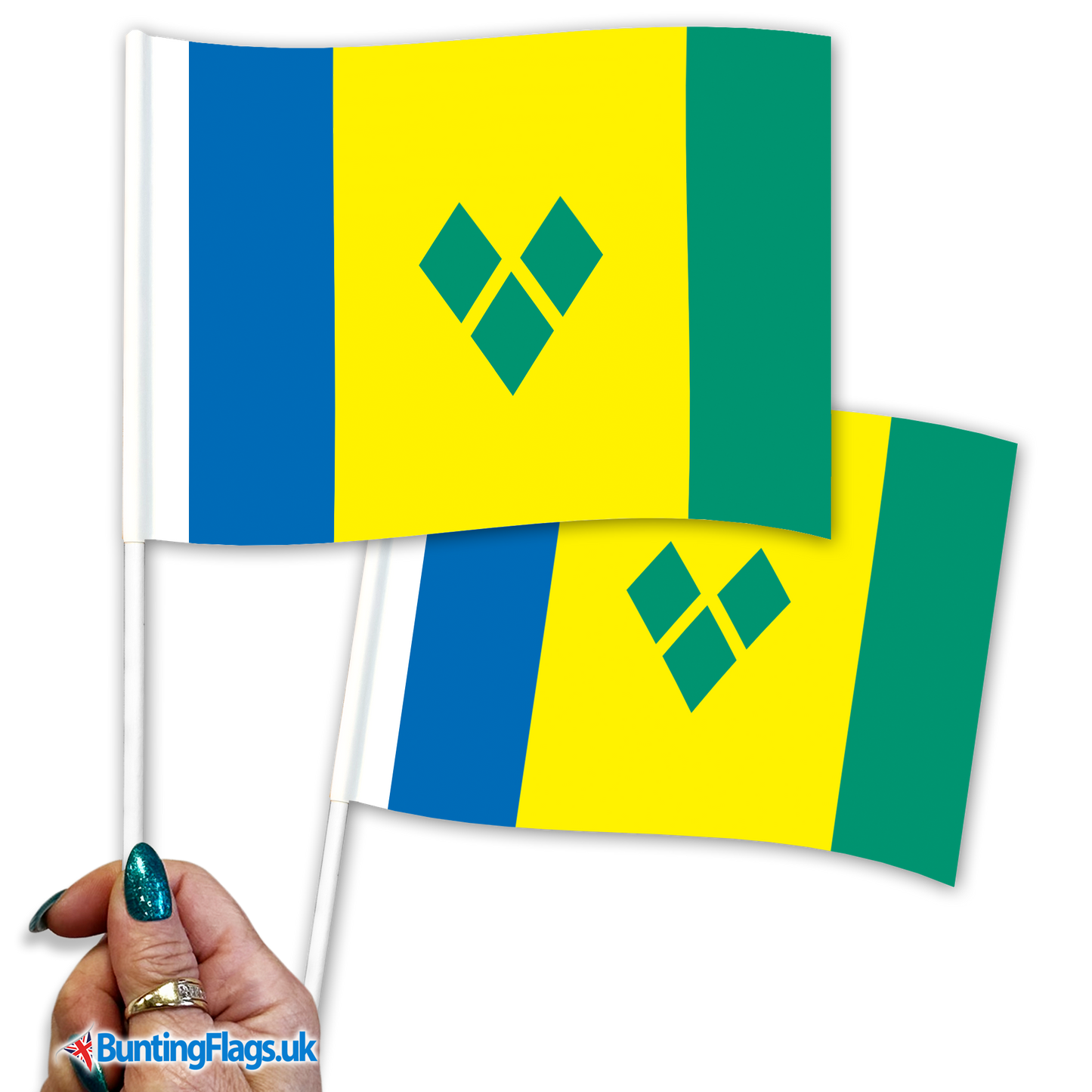 Saint Vincent and the Grenadines hand waving flags