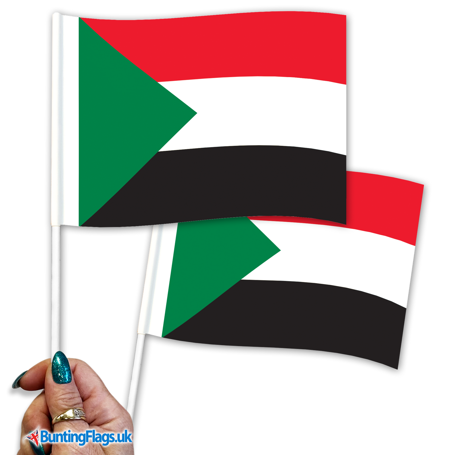 Sudan Hand Waving Flags