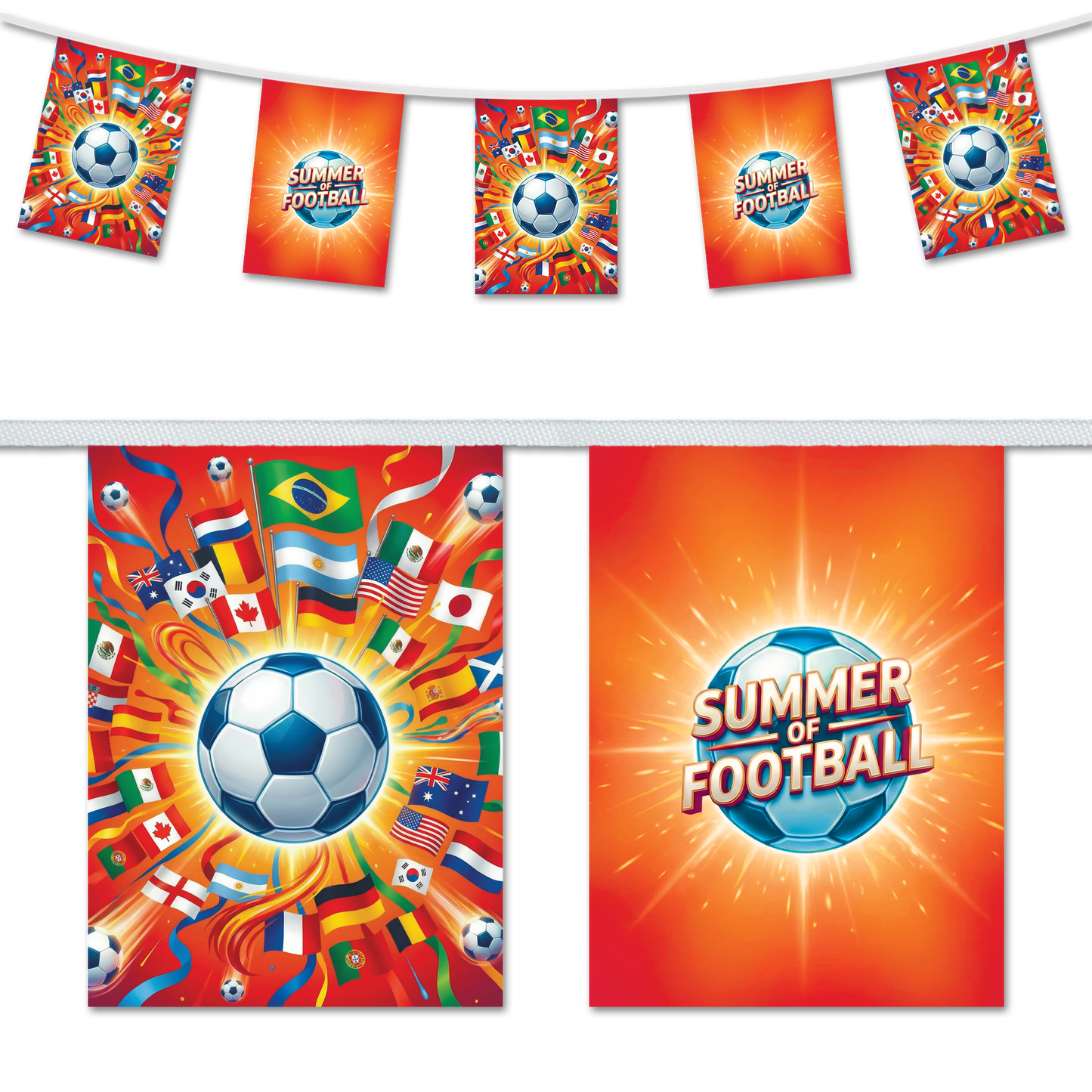 Summer of Football Blue & Orange Rectangle Design