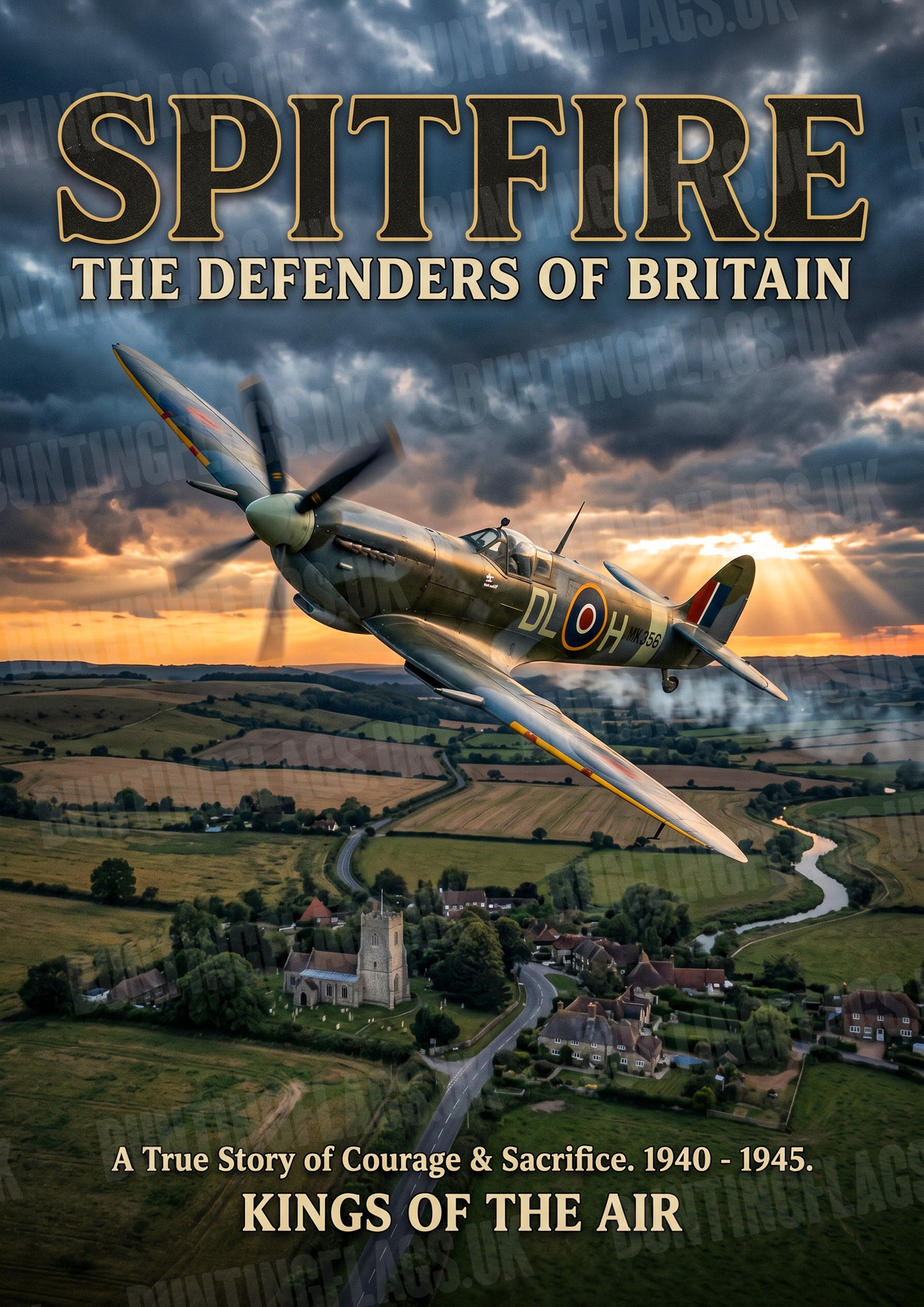 Spitfire – The Defenders of Britain – Vintage Aviation Poster
