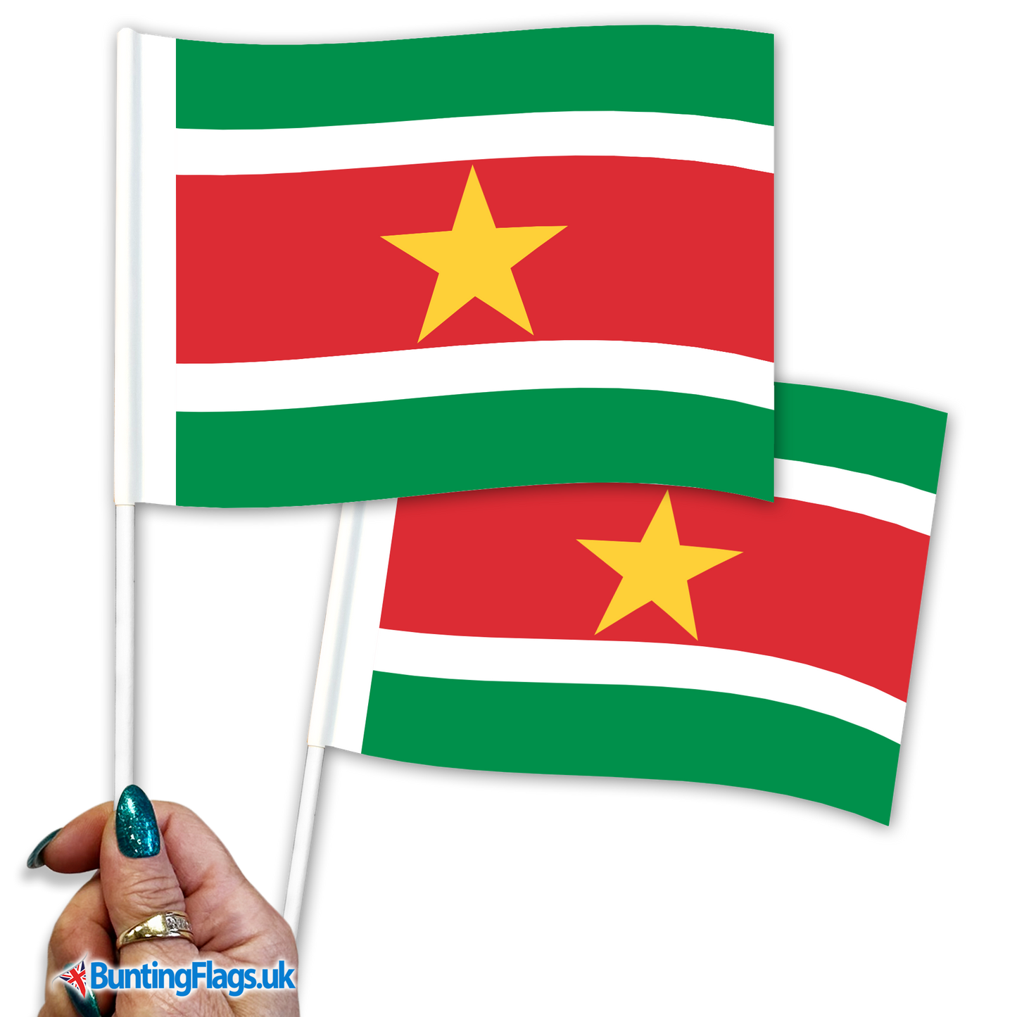 Suriname hand waving flags