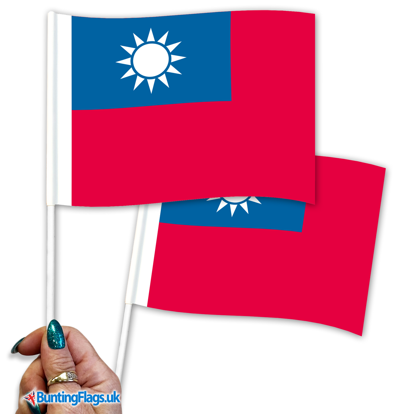 Taiwan hand waving flags