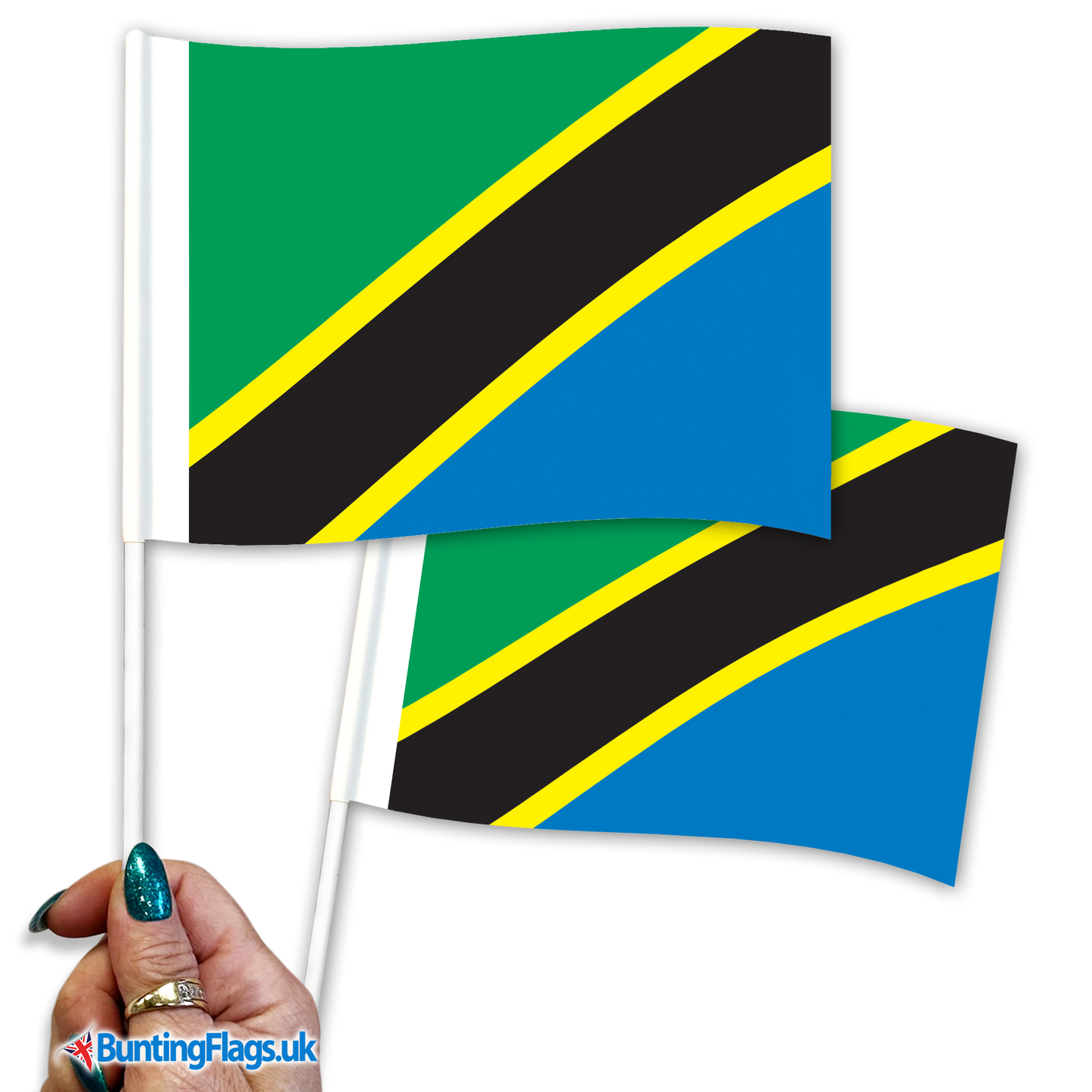 Tanzania hand waving flags