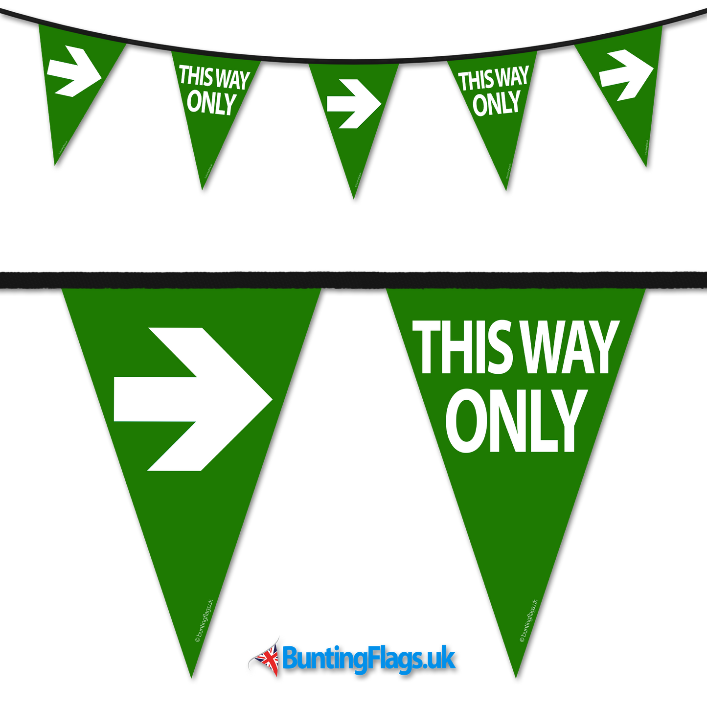 Barrier Bunting - This Way Only Green Right