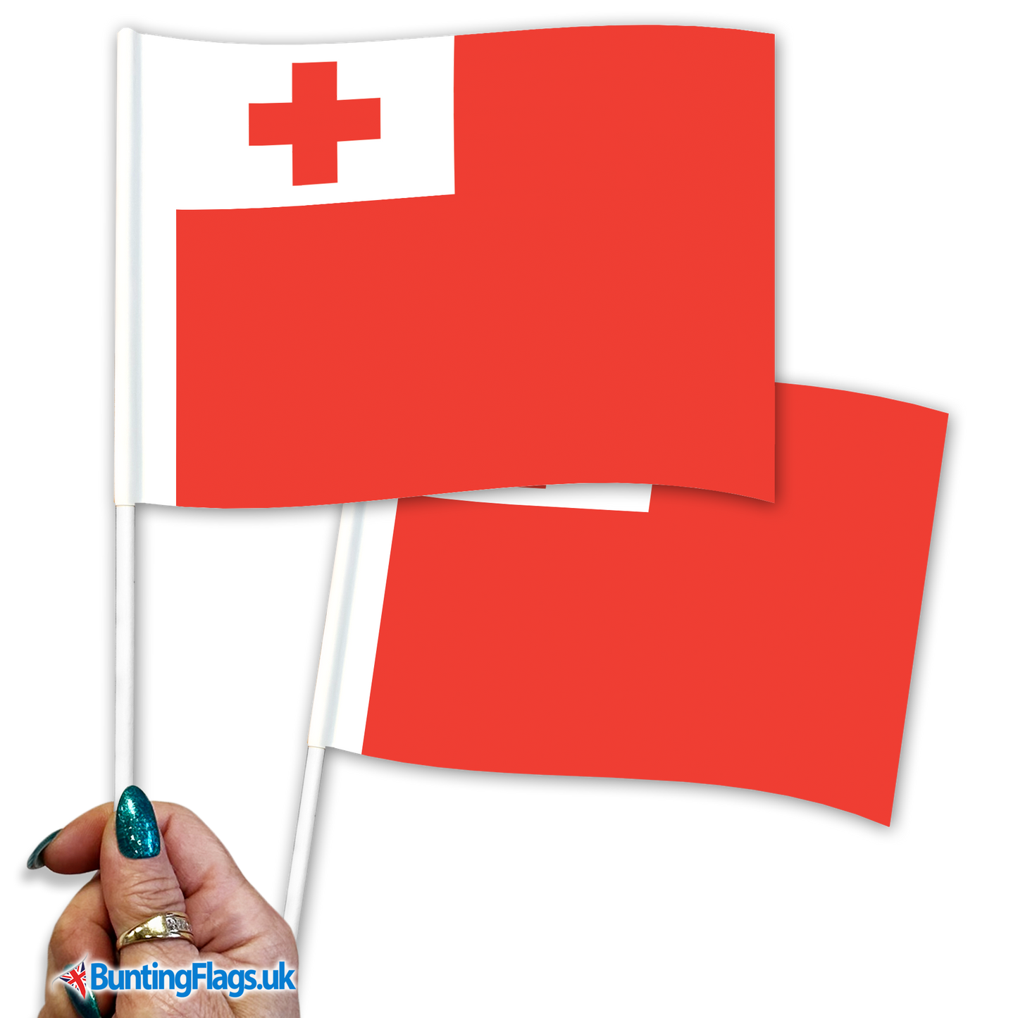 Tonga hand waving flags