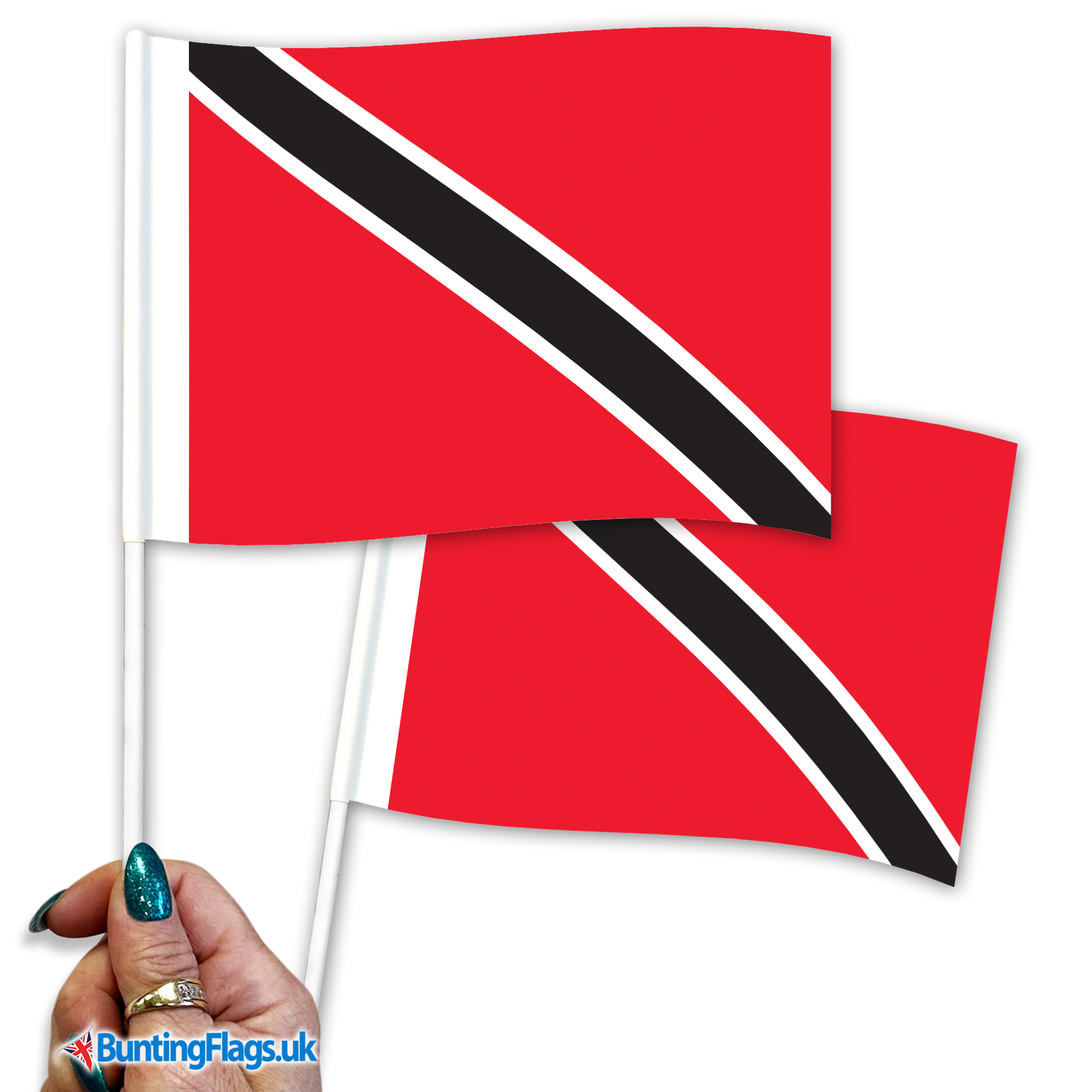 Trinidad and Tobago hand waving flags
