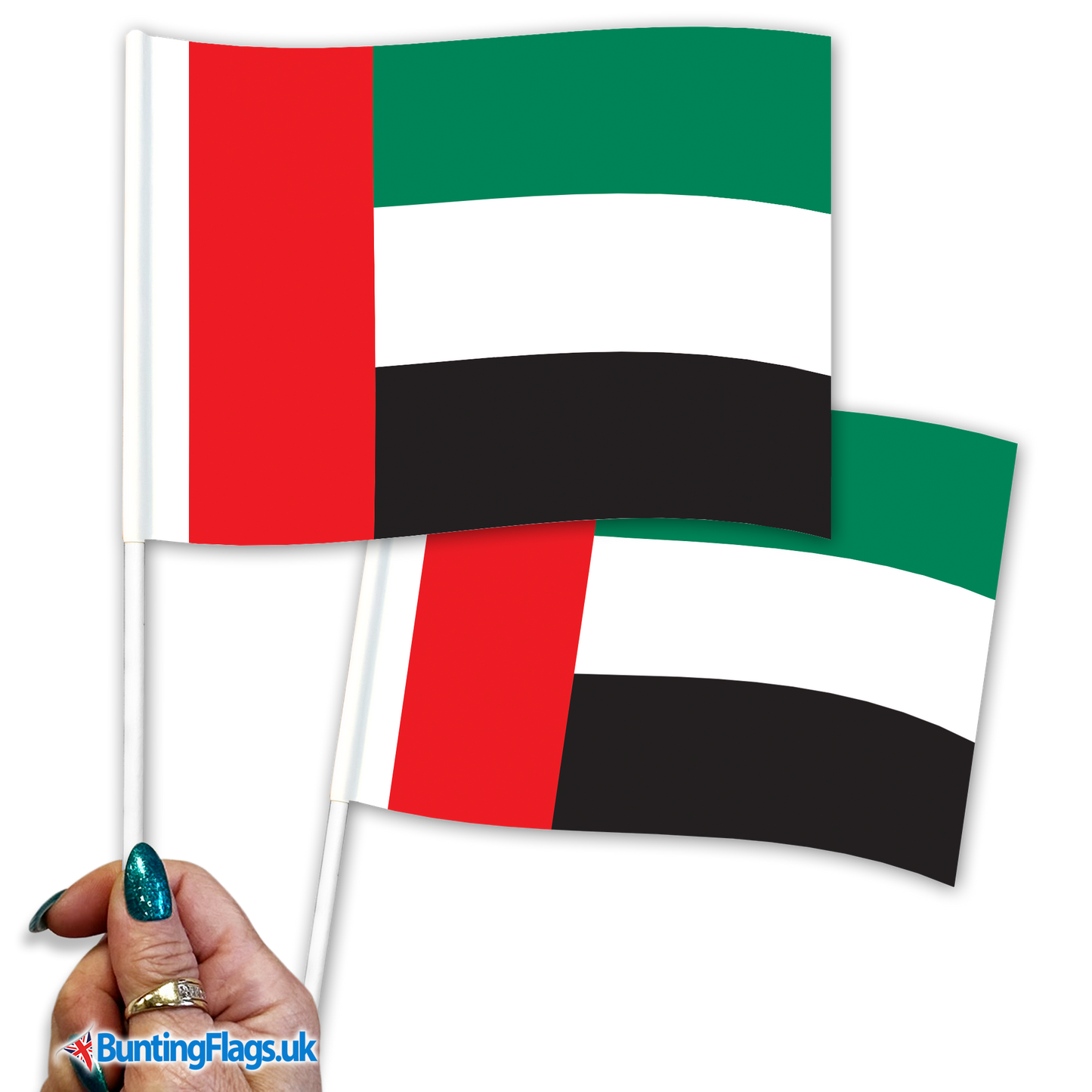 United Arab Emirates hand waving flags