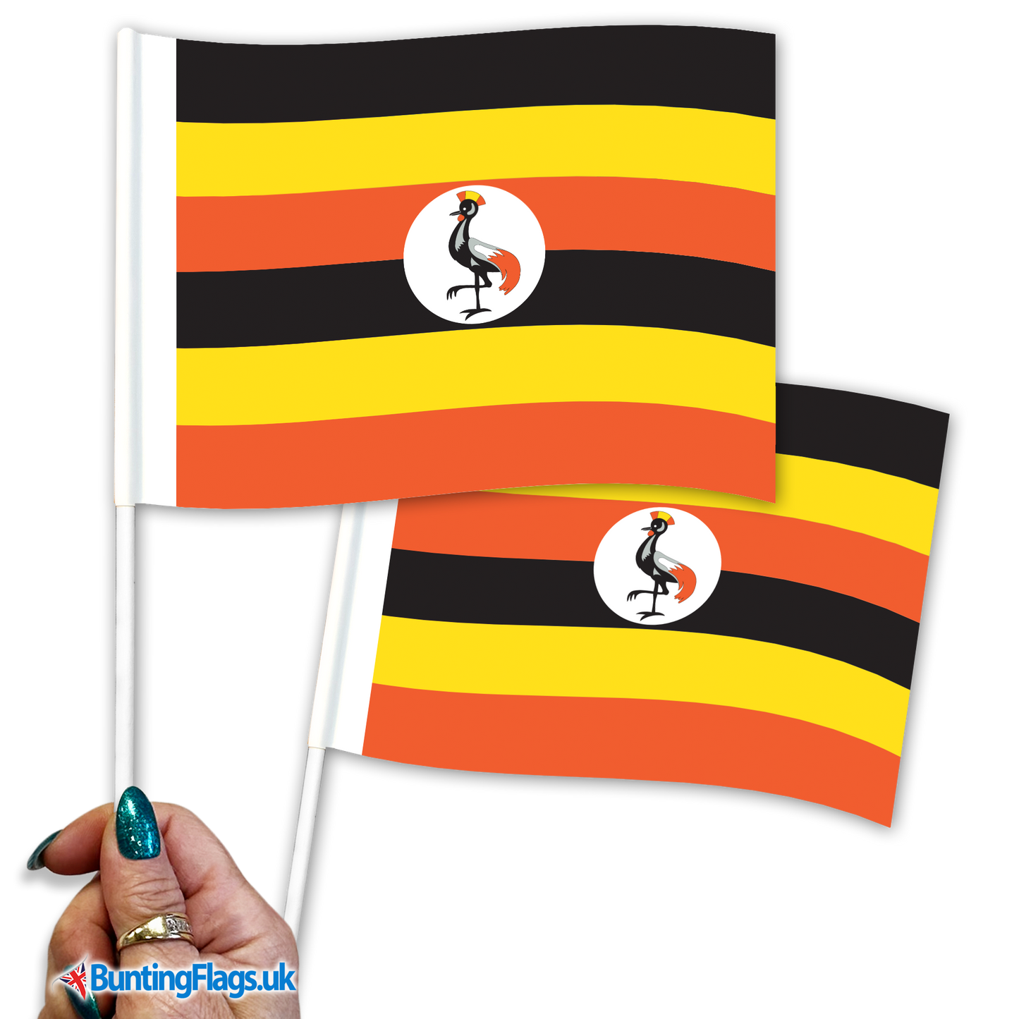 Uganda hand waving flags