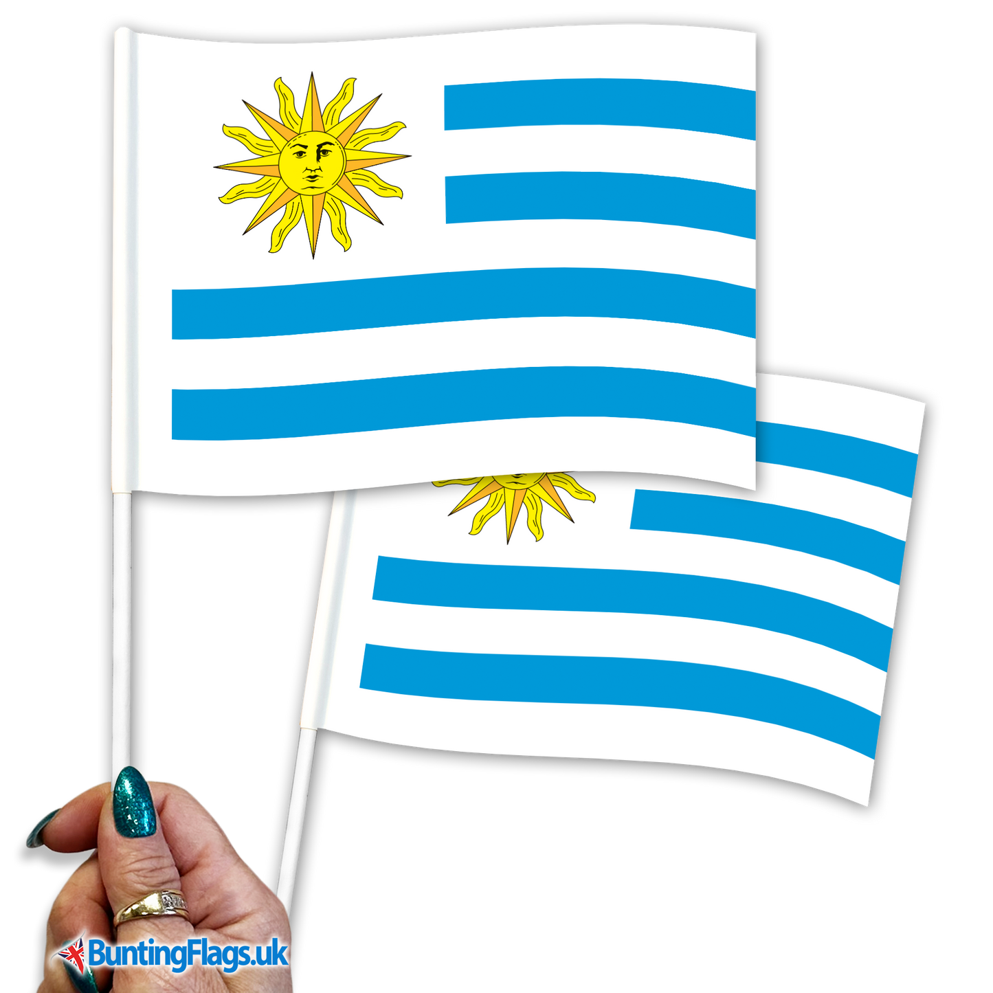 Uruguay hand waving flags