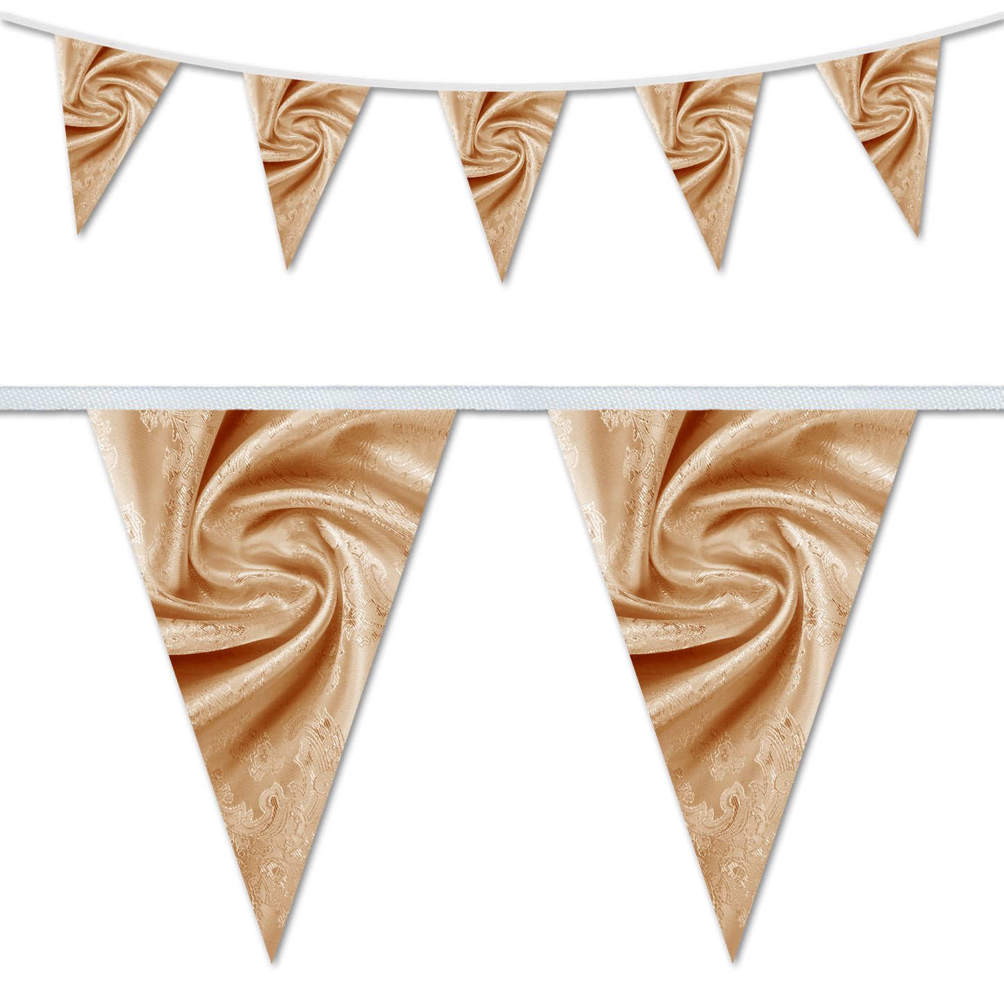 Velvet swirl themed wedding day decorative bunting in a bronze colour