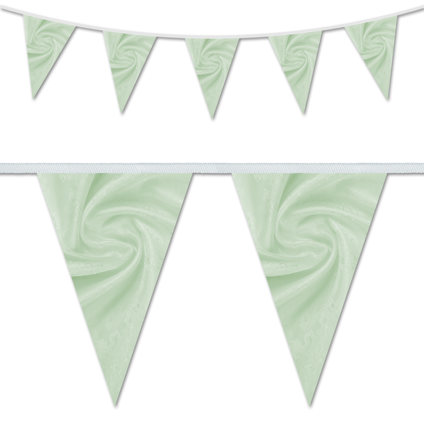 Velvet swirl themed wedding day decorative bunting in a cool mint colour